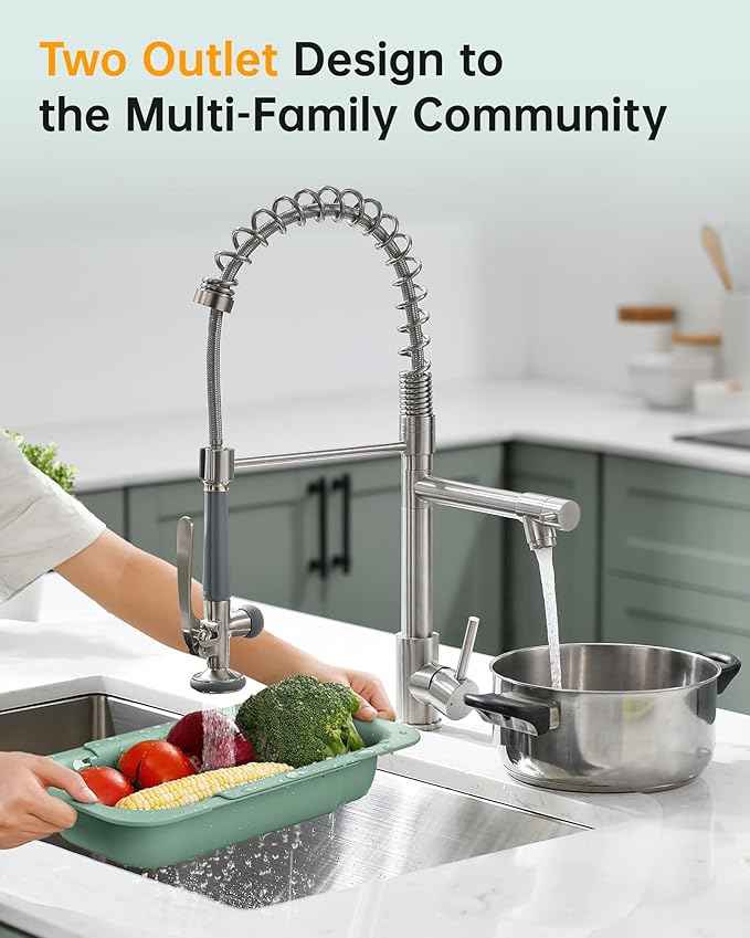 Fapully Commercial Pull Down Kitchen Sink Faucet with Sprayer Brushed Nickel