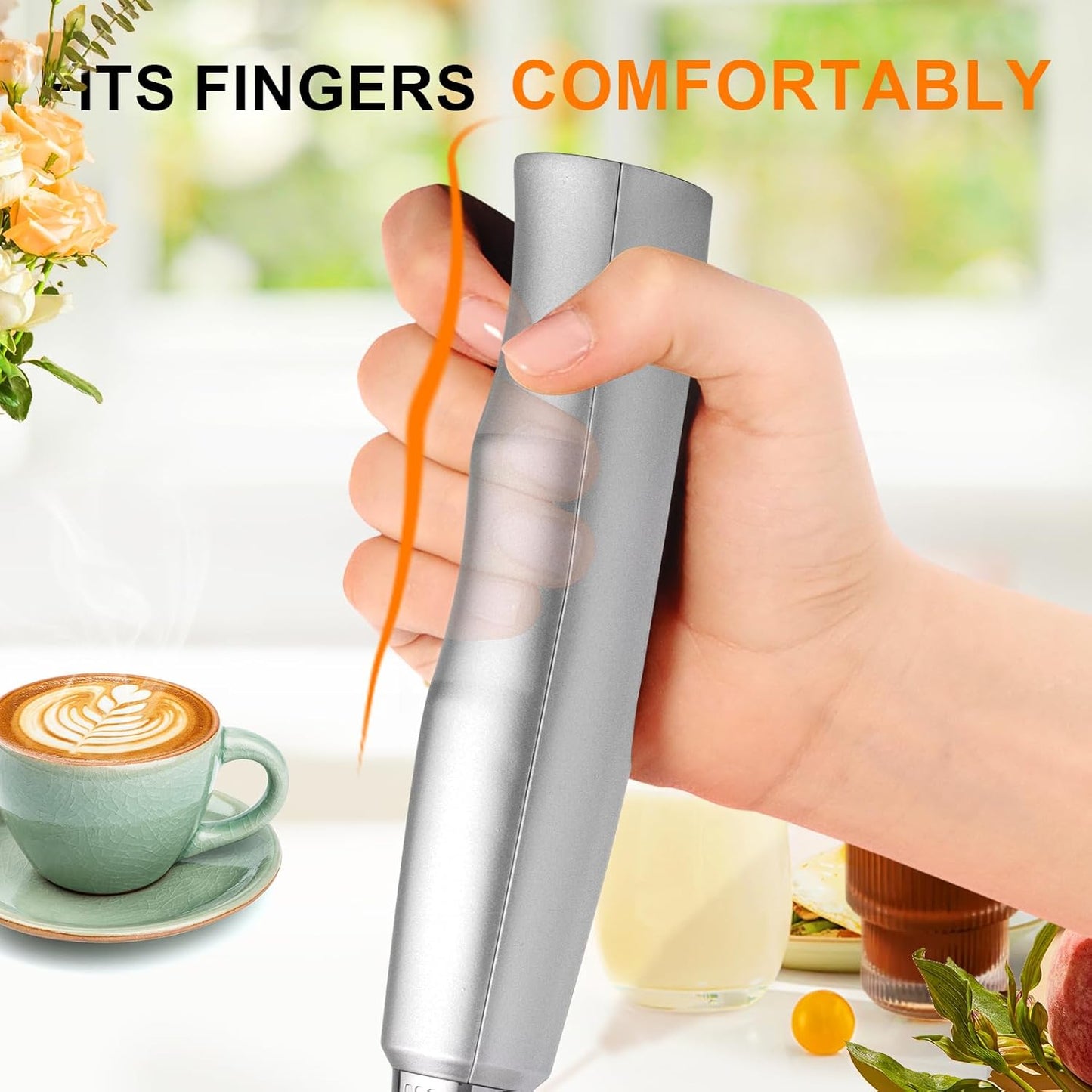 YUSWKO Silver Rechargeable Milk Frother for Coffee with Stand, Handheld Drink Mixer with 3 Heads 3 Speeds Electric Stirrers for Latte, Cappuccino, Hot Chocolate, Egg - Culinary Roots