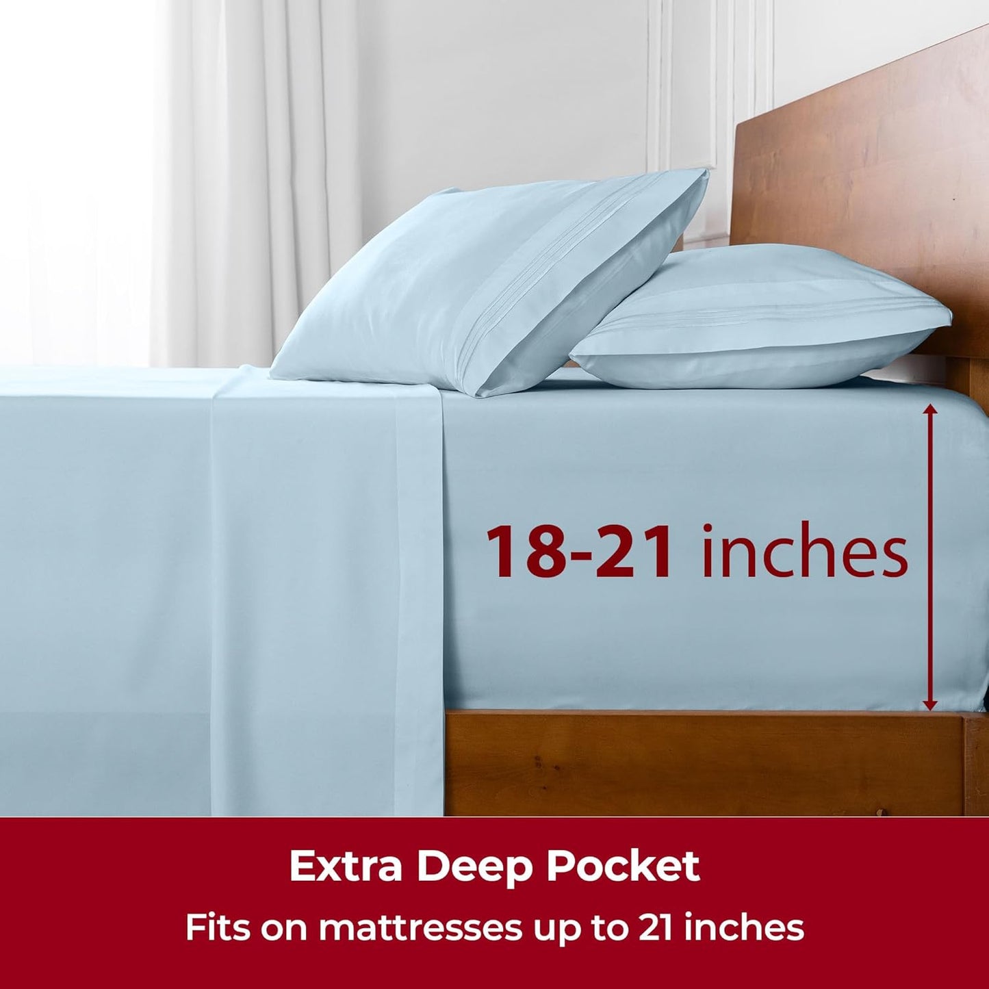 Mellanni Extra Deep King Sheets - 4 PC Iconic Collection Bedding - Hotel Luxury, Ultra Soft, Cooling Bed Sheets - Wrinkle, Fade, Stain Resistant (King, Aqua)