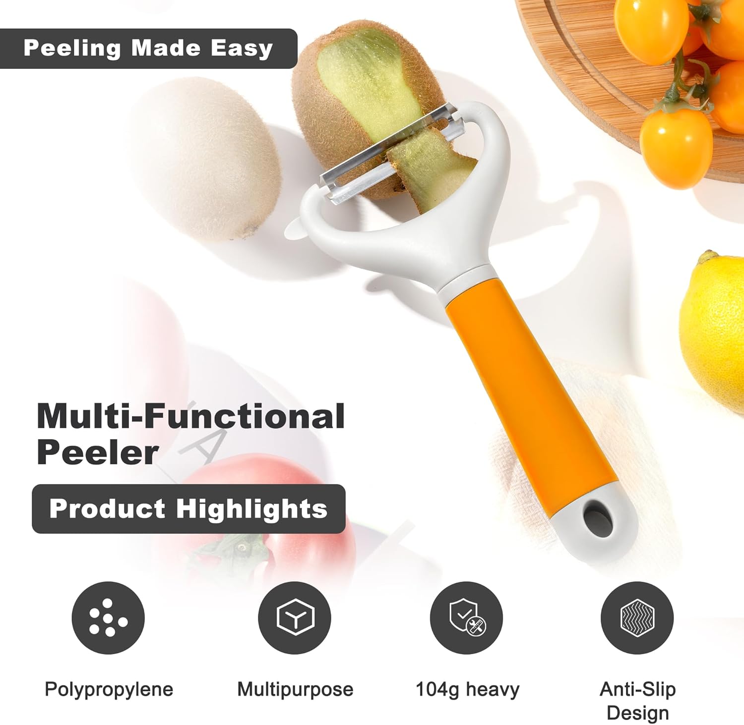 Li&Zhao Vegetable Peelers - Potato Peelers Fruit Peeler Veggie Peeler Carrot Peeler Apple Peeler Garlic Peeler for Kitchen Julienne Peeler, Dishwasher Safe(Orange) - Culinary Roots