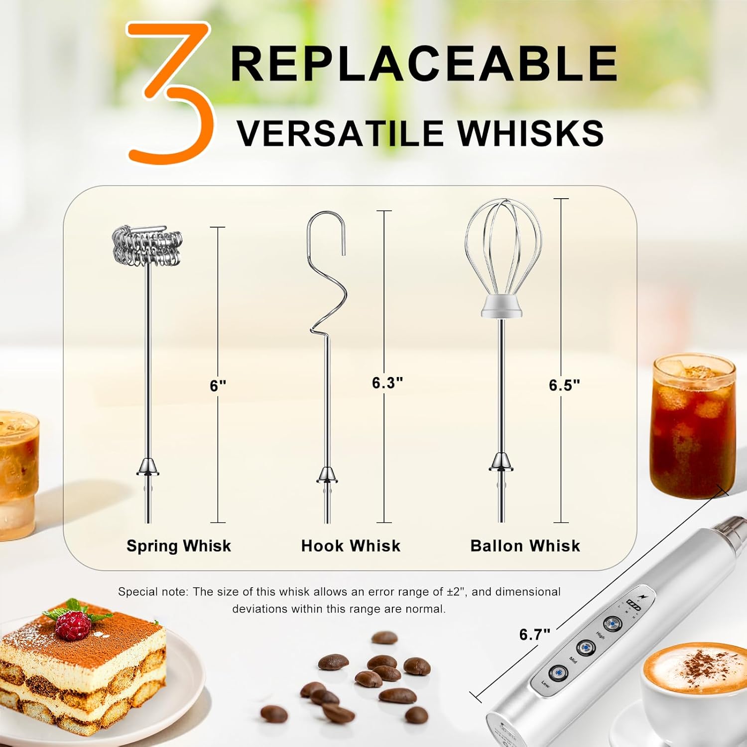 YUSWKO Rechargeable Milk Frother Handheld with 3 Heads, Silver Coffee Electric Whisk Drink Foam Mixer, Mini Hand Stirrer with 3 Speeds Adjustable for Latte, Cappuccino, Hot Chocolate, Egg - Culinary Roots