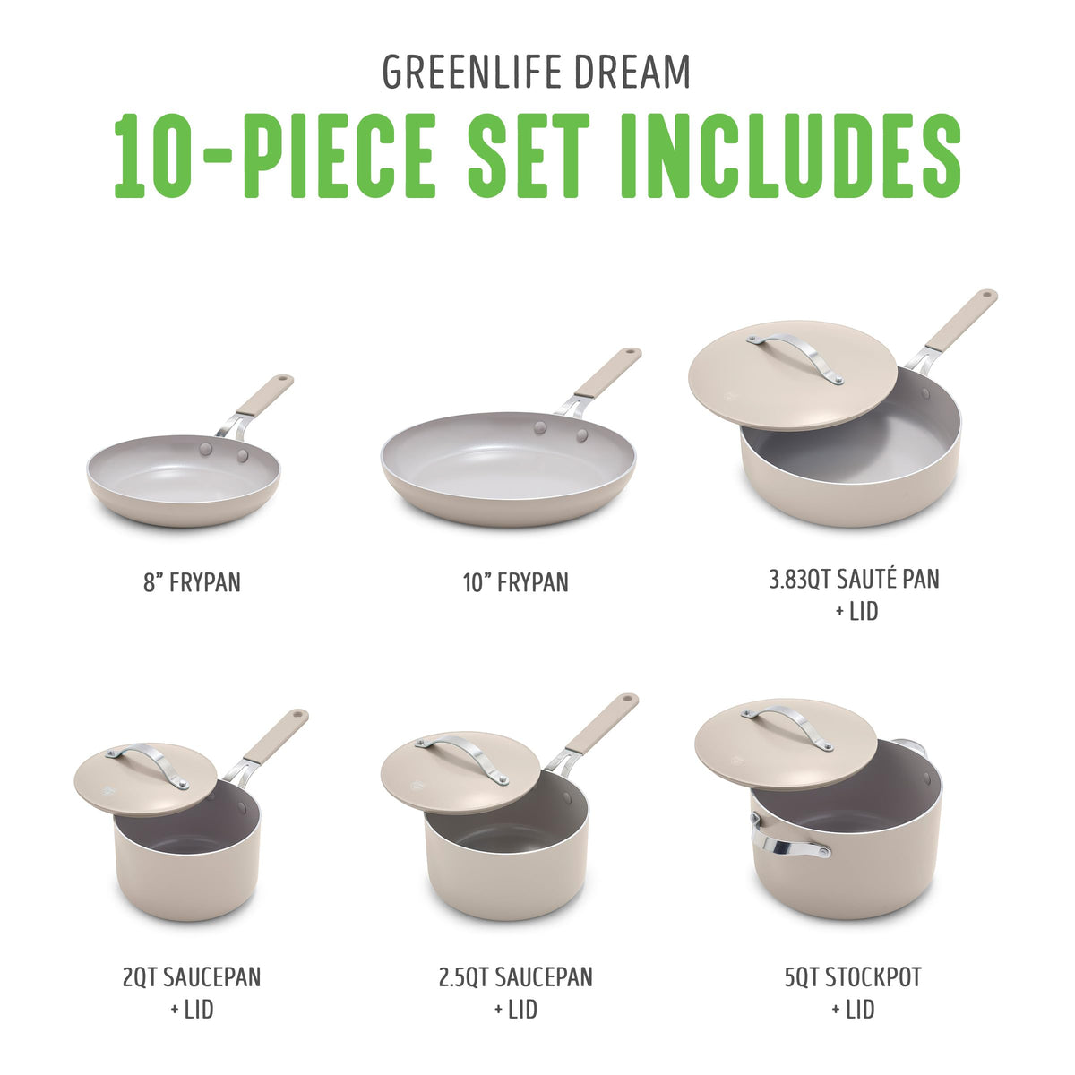 10 Piece Nonstick Ceramic Cookware Set