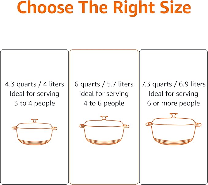 Amazon Basics Enameled Cast Iron Dutch Oven Pot with Lid, Oven Safe, Heavy-Duty, Dual Handles for Baking, Roasting, Stews, Round, 6-Quart, White