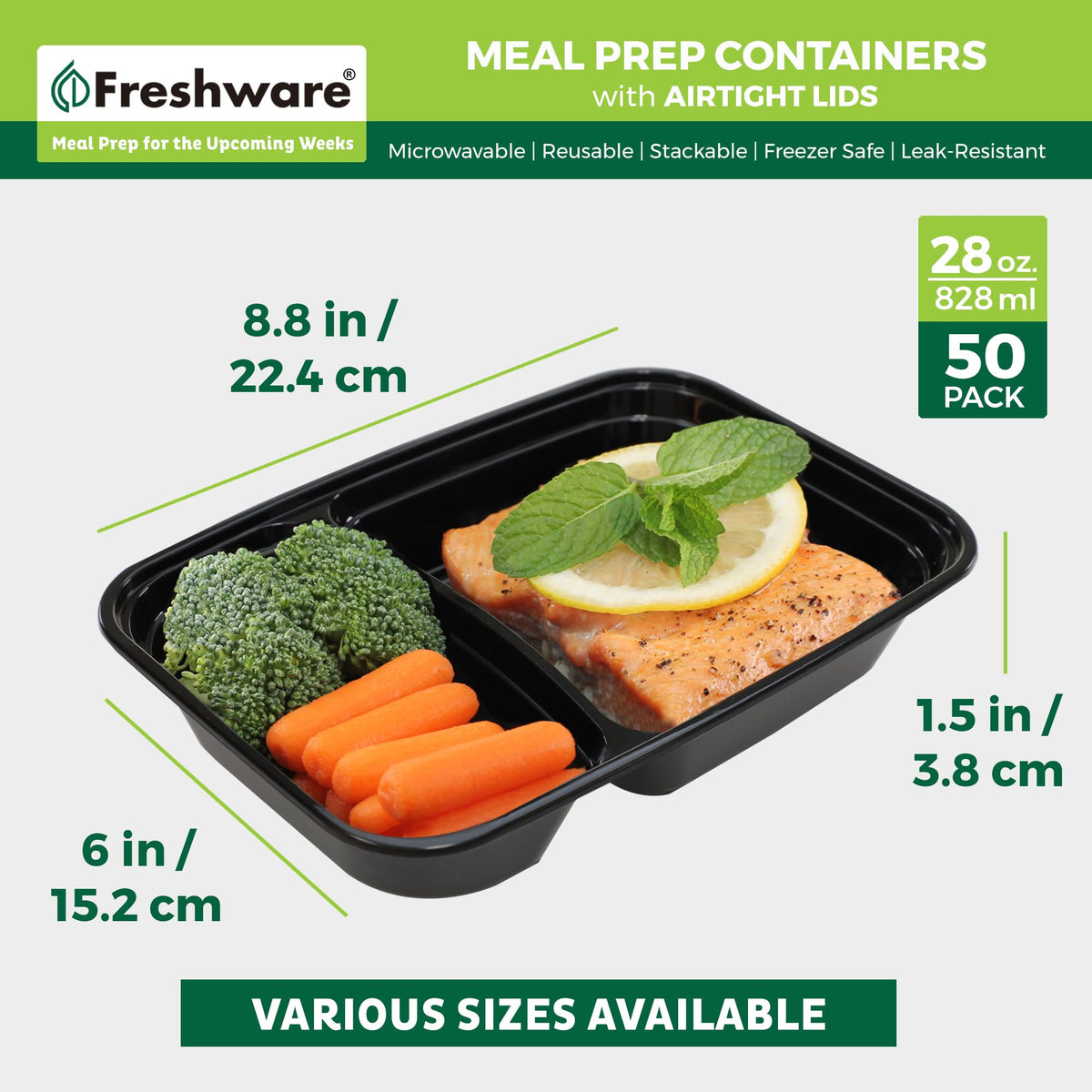 Meal Prep Containers with Lids 28 oz [50 Pack] 2 (50 Count)