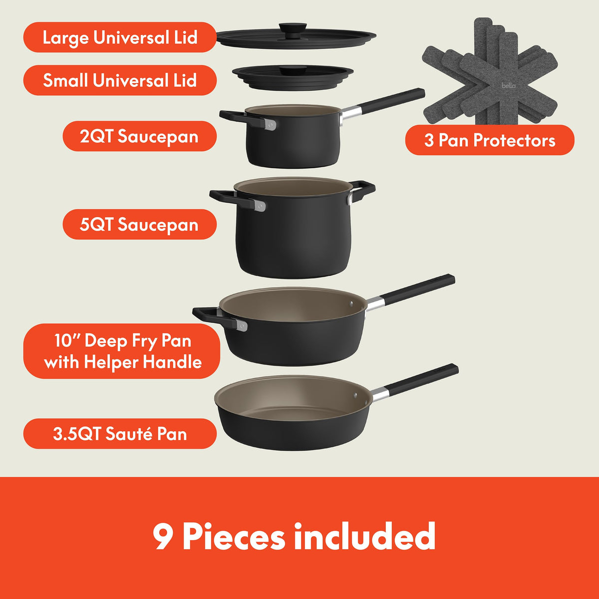 9 Piece Ceramic Nonstick Cookware Set