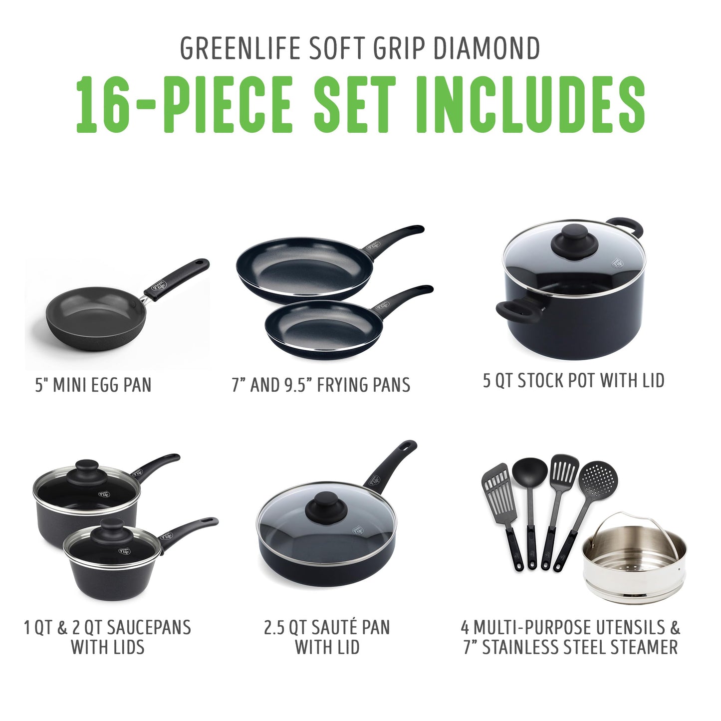 16 Piece Ceramic Nonstick Pots & Pans Cookware Set