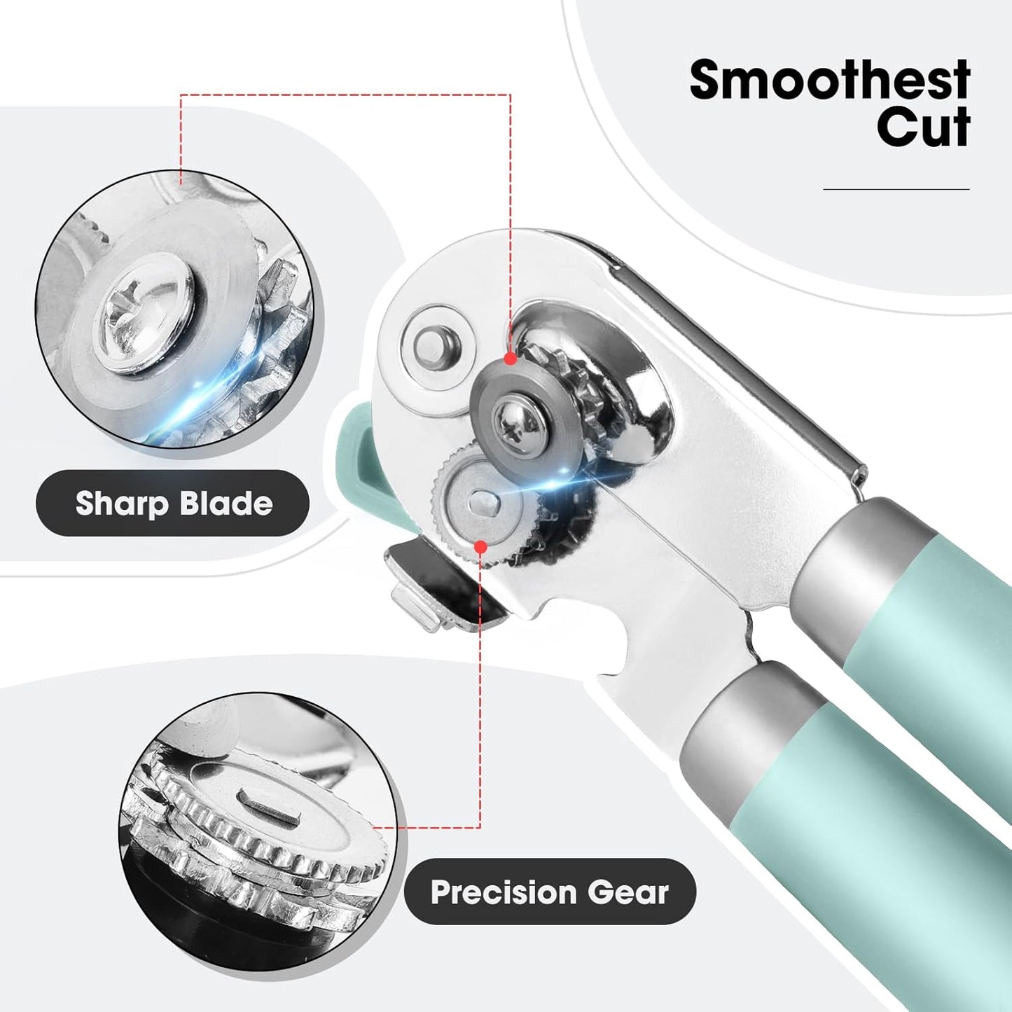 Beneno Can Opener Manual with Magnet, Hand Held Heavy Duty Can Opener with Durable Sharp Blade Smooth Edge, Big Effort-Saving Knob, Soft Grip Rubber Handle, Multifunctional Bottle Opener, Mint - Culinary Roots