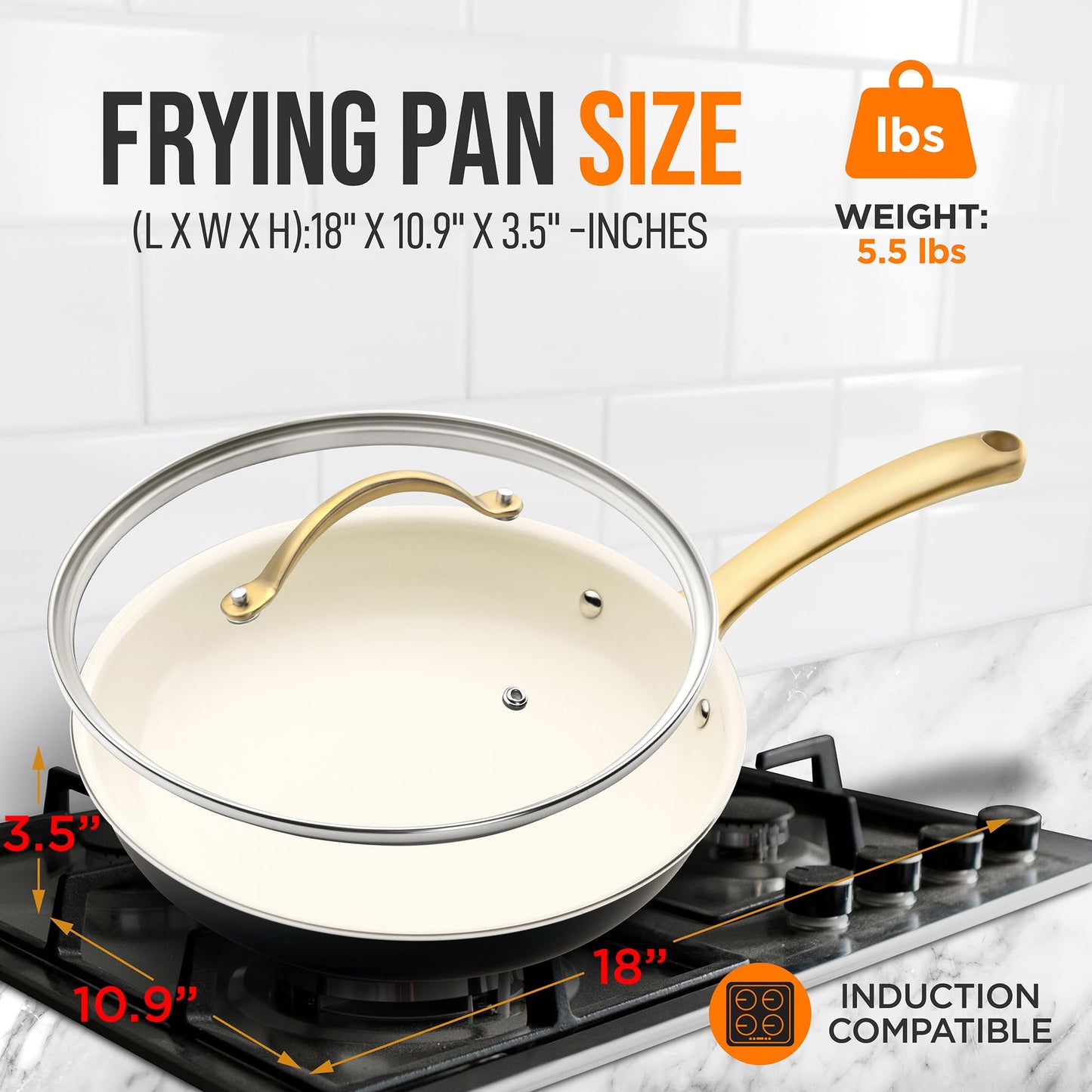 Medium Nonstick Ceramic Frying Pan with Lid
