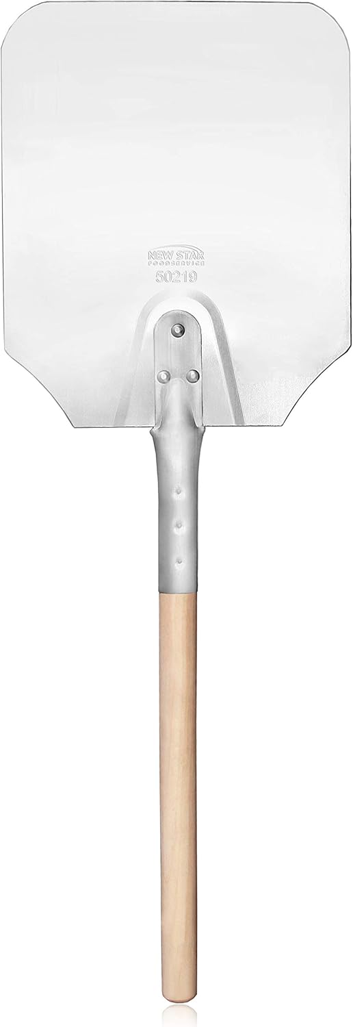New Star Foodservice 50219 Aluminum Pizza Peel, Wooden Handle, 9 x 11 inch Blade, 26 inch overall - Culinary Roots