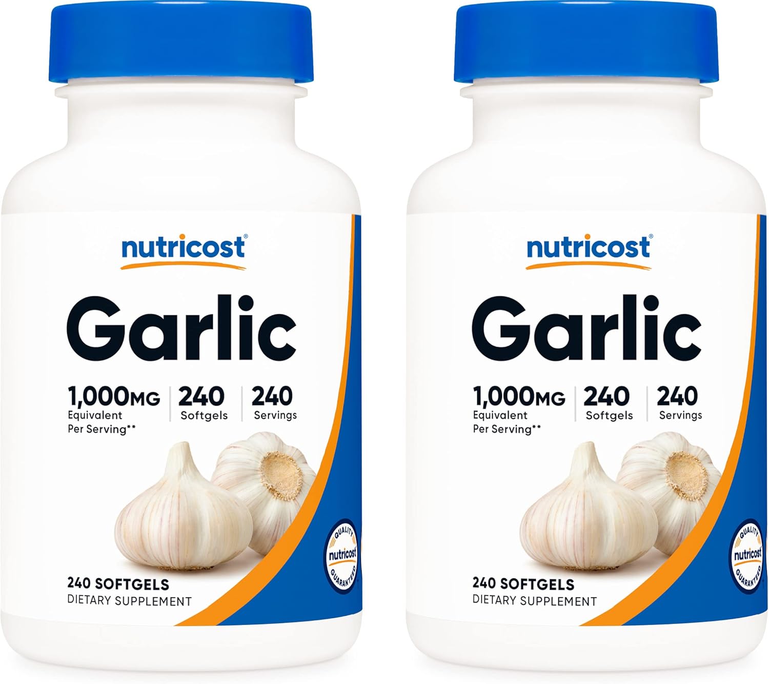Nutricost Garlic 1000mg, 240 Softgels (2 Bottles) - Orderless, Premium Gluten Free Supplement - Culinary Roots