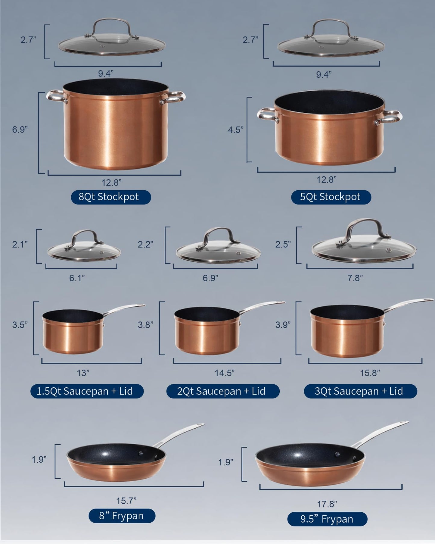 12pc Healthy Pots and Pan Set Non