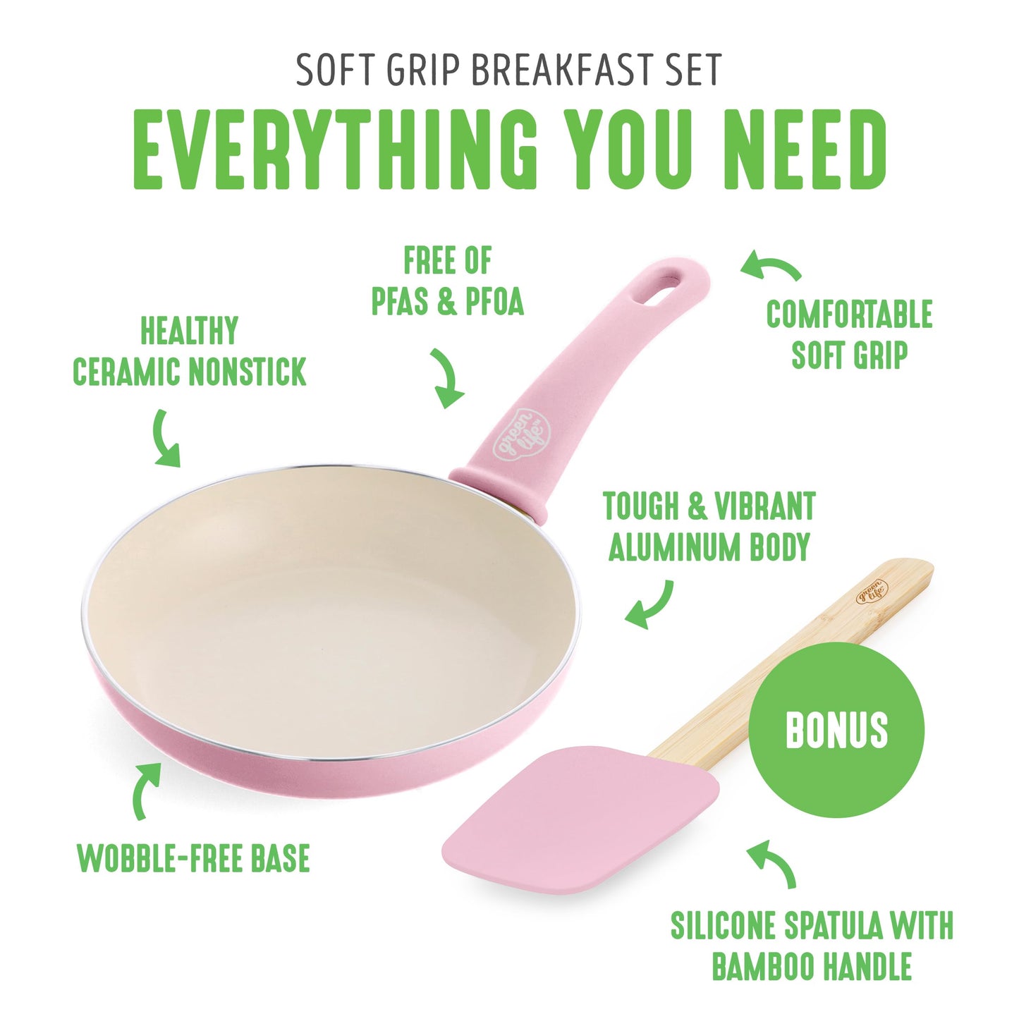 Soft Grip 8” Frypan Skillet and Spatula Breakfast Cookware Set