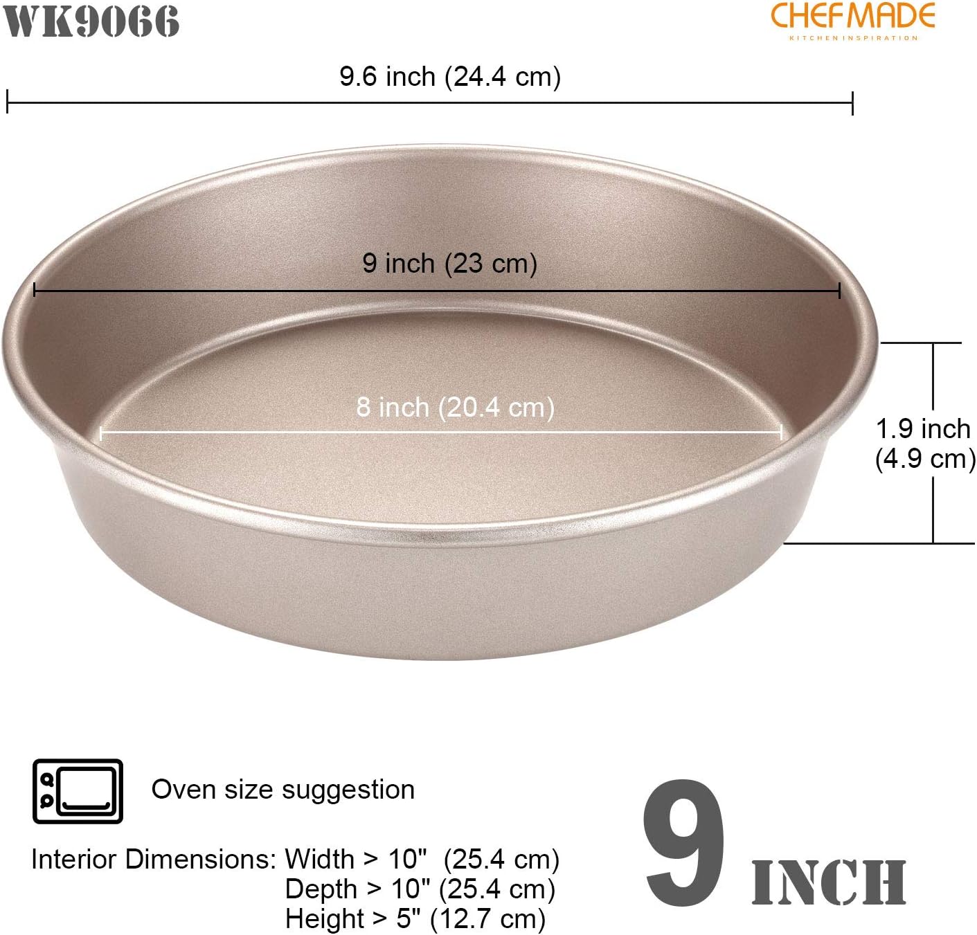 CHEFMADE 9-Inch Round Cake Pan, Non-Stick Deep Dish Pizza and Pie Bakeware for Oven Baking (Champagne Gold) - Culinary Roots