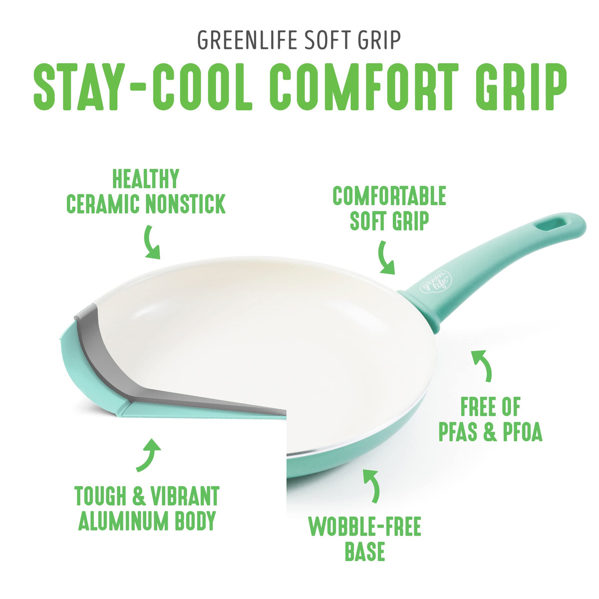 Soft Grip Healthy Ceramic Nonstick 18 Piece Kitchen Cookware Pots and Frying Sauce Saute Pans Set