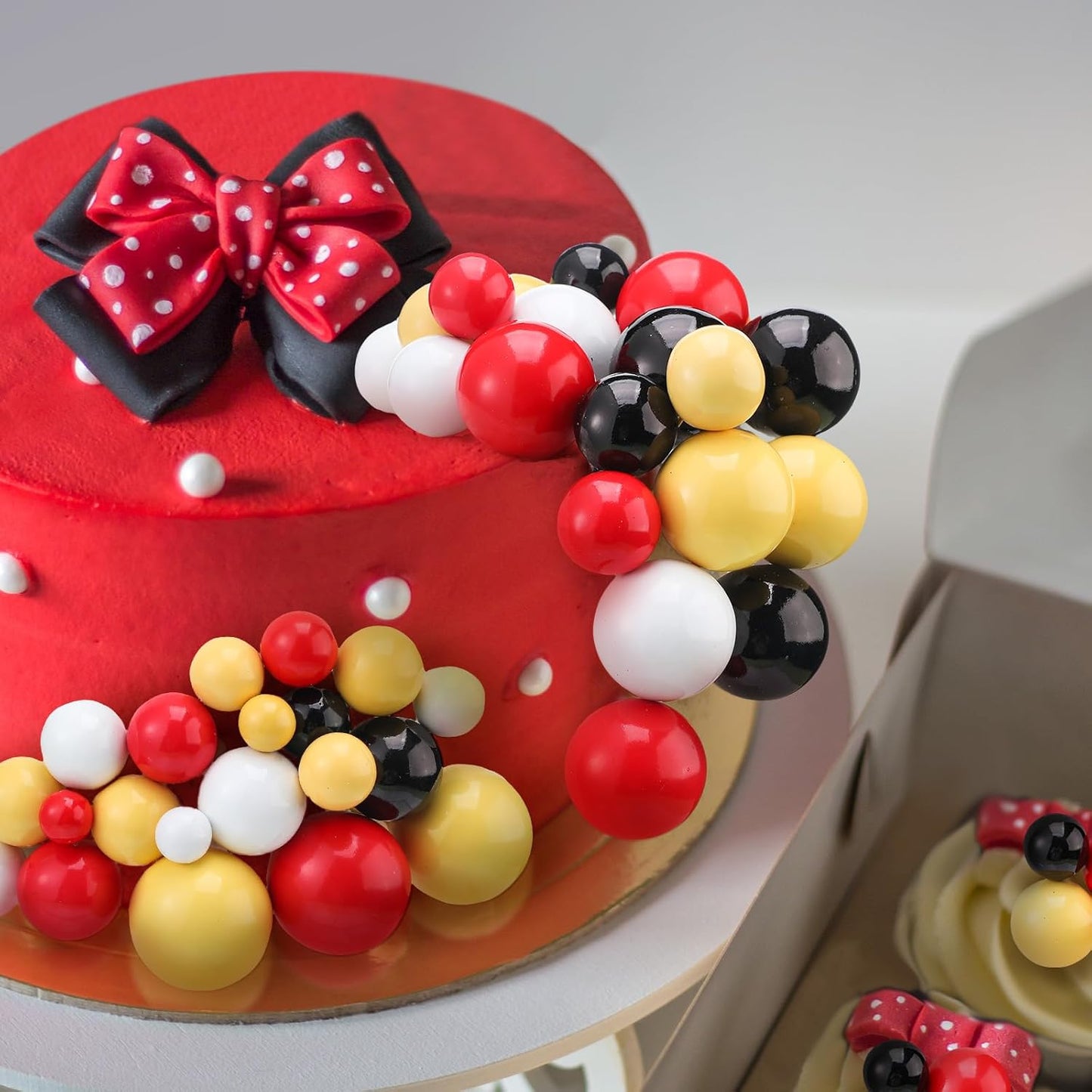 108 Pcs Balls Cake Topper DIY Cupcake Insert Foam Balloons for Cake Baking Wedding Anniversary Birthday Decoration(Classic Colors,Multi Sizes)