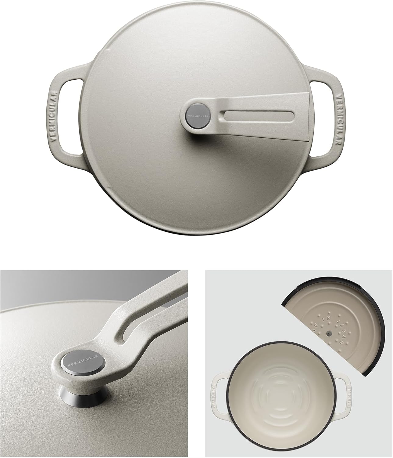 Vermicular Oven Pot 2.0 | Lightweight Enameled Cast Iron Pot | 18cm (2 Qt) | Non-Toxic | Induction-compatible | Dutch Oven | Made in Japan | Matte Linen Beige - Culinary Roots