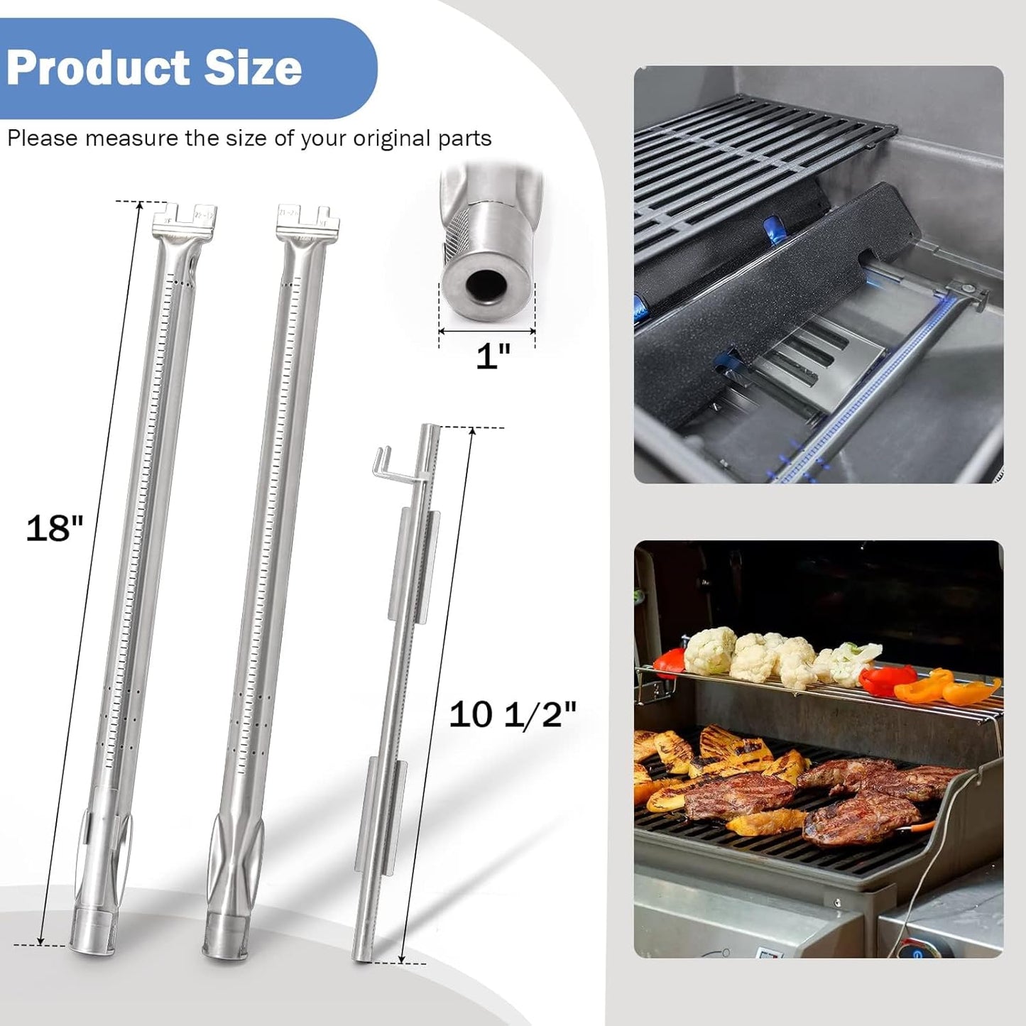 Criditpid Grill Replacement Parts for Weber Spirit I/II 200 with Front Control, Stainless Steel 7635 Flavorizer Bars, 69785 Grill Burners & 7642 Igniter for Weber Spirit E210, E220, S210, S220 Grills.