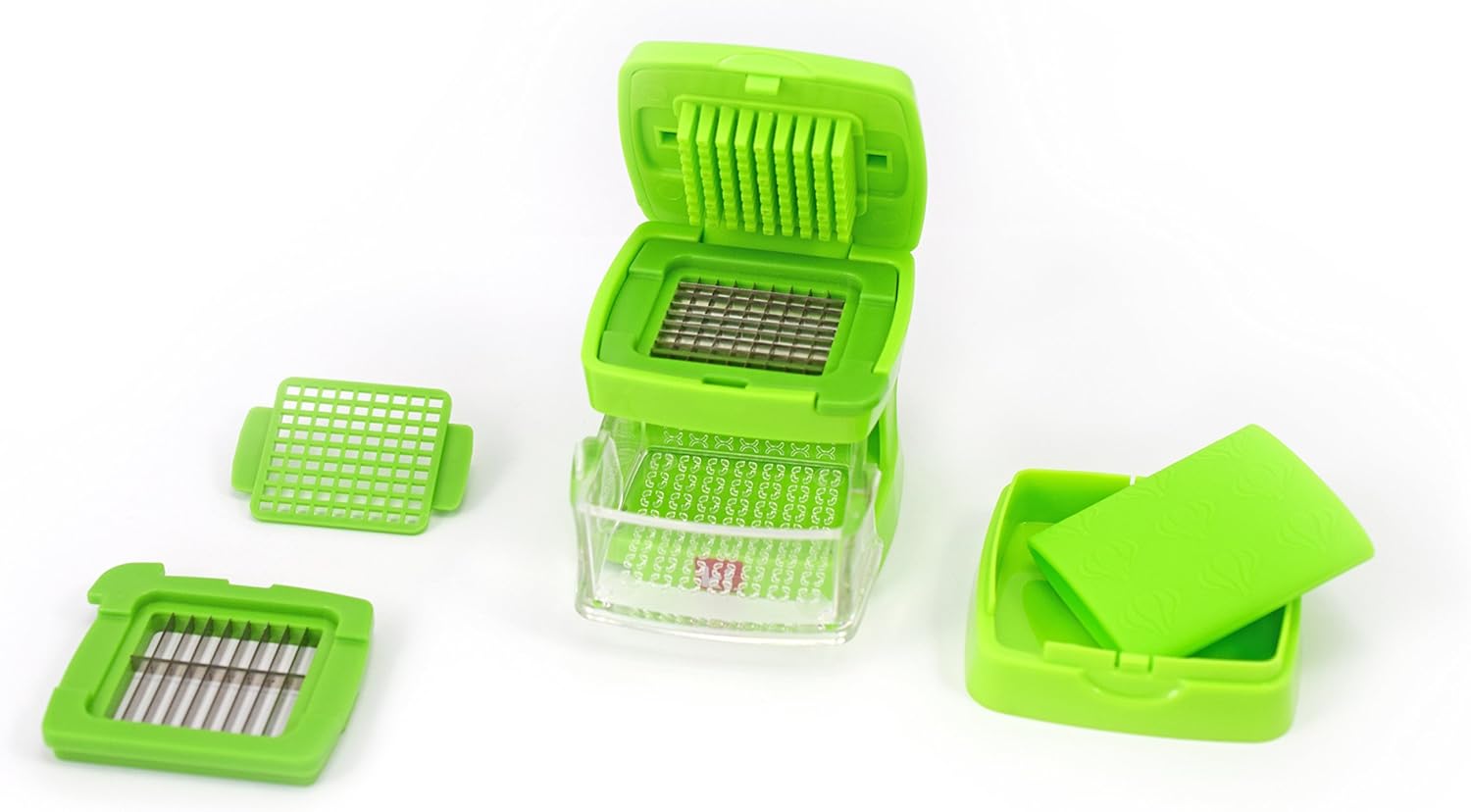 Garlic-A-Peel Garlic Press, Crusher, Cutter, Mincer, and Storage Container - Includes Silicone Garlic Peeler - Easy to Clean - Stainless Steel Blades – (Green), standard - Culinary Roots
