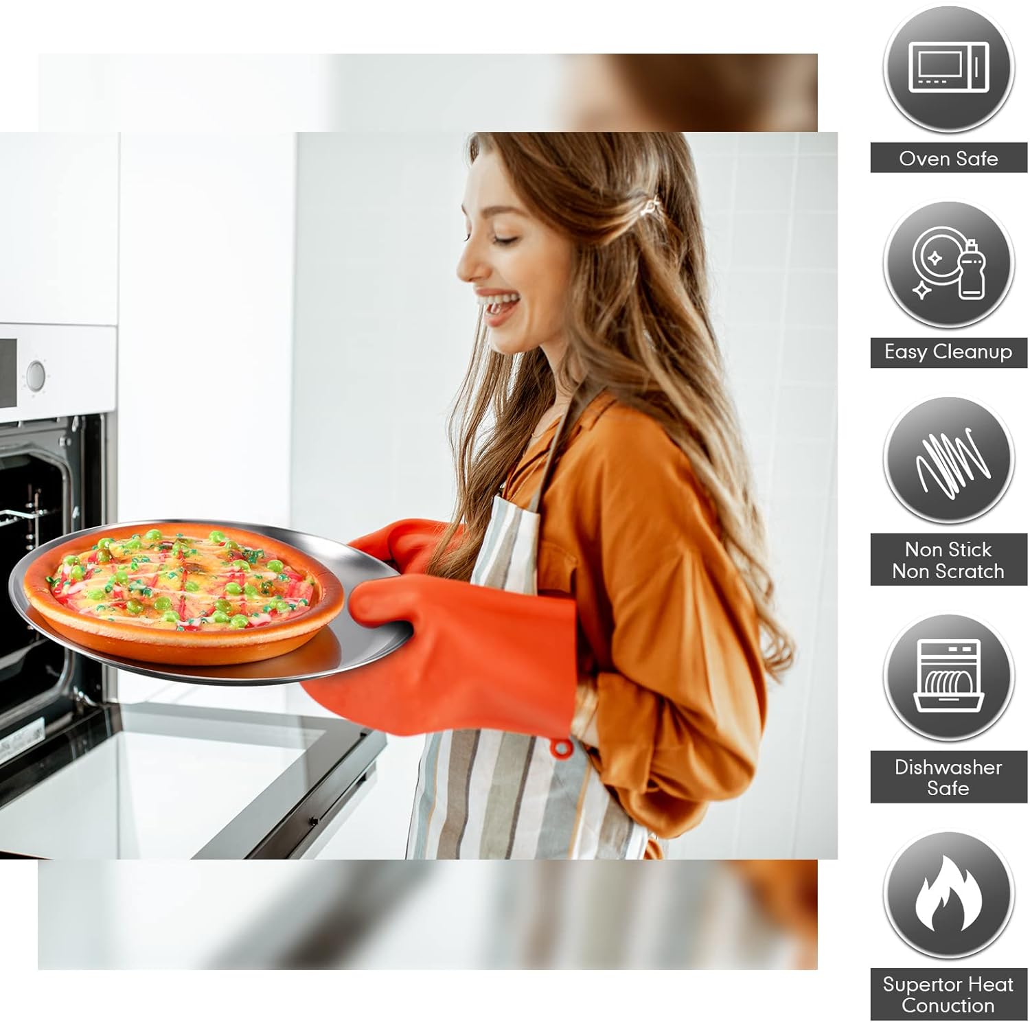 Thenshop 8 Pieces 12 Inch Pizza Pans Bulk Stainless Steel Sets Round Bakeware Pizza Trays for Oven Kitchen Baking Home Restaurant Picnics Holiday Activities Safe Sturdy Reusable Easy Clean(Silver) - Culinary Roots