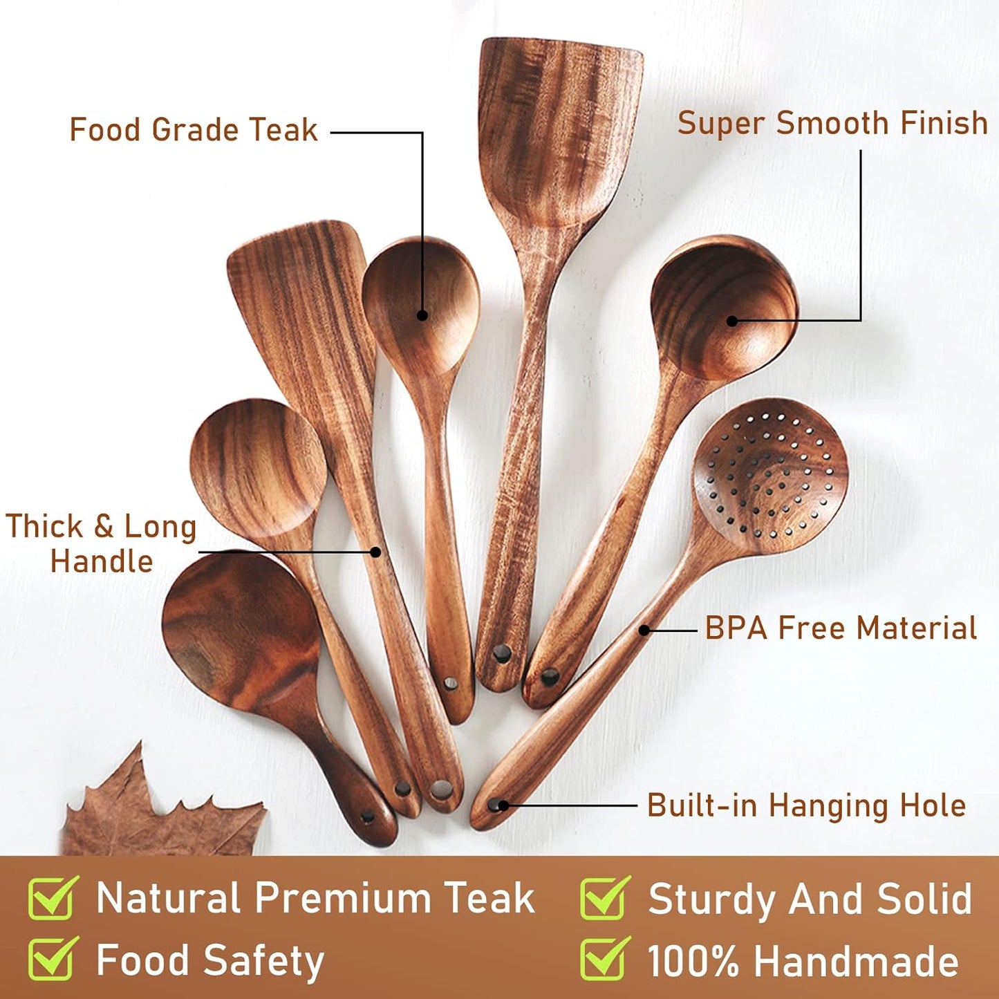 FJNATINH Wooden Spoons for Cooking, 8 Pcs Nonstick Wooden Cooking Utensils Set,Nonstick Natural and Healthy Kitchen Utensil（8 Pcs） - Culinary Roots