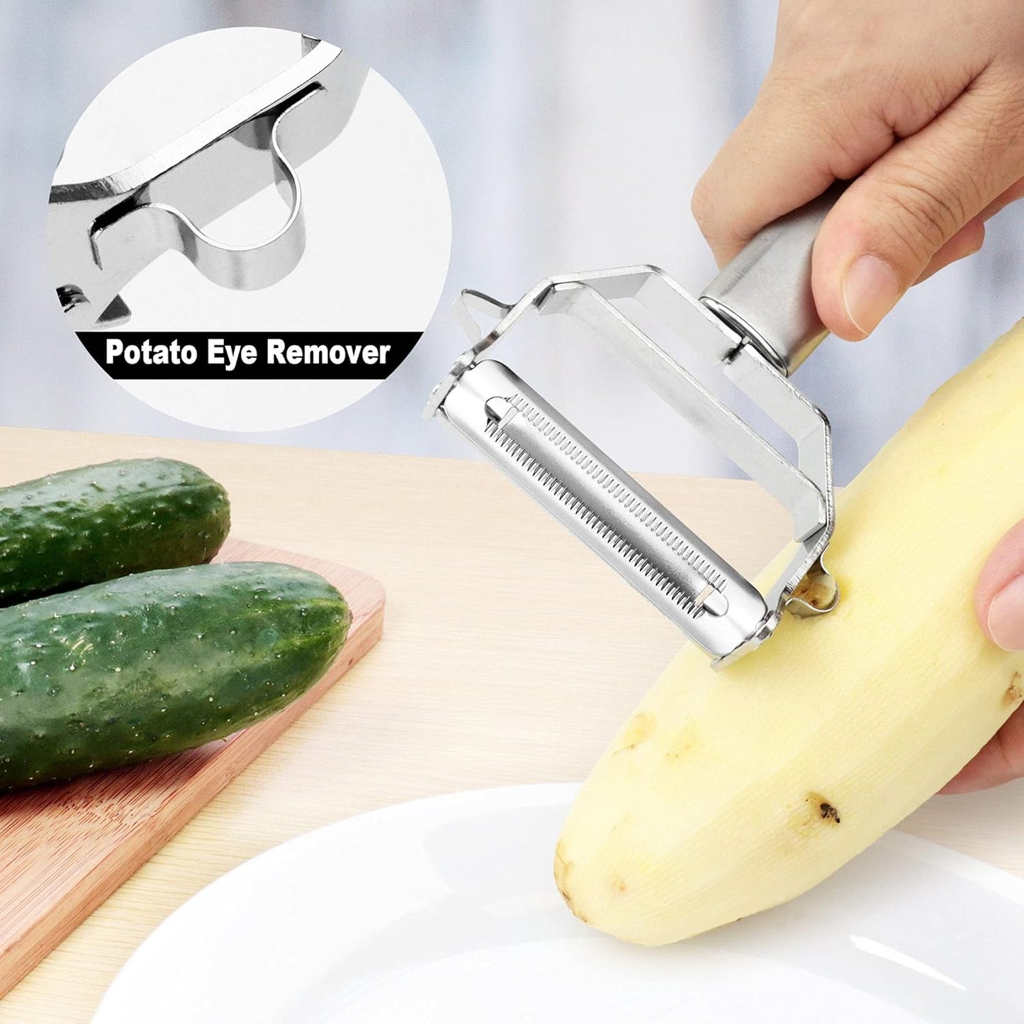 PrinChef Vegetable Peeler, 3 in 1 Versatile Y Potato Peeler for Kitchen| Ultra Sharp Julienne Peeler with Anti-Slip Handle | Stainless Steel No-Rust Veggie Peeler, Heavy Duty - Culinary Roots