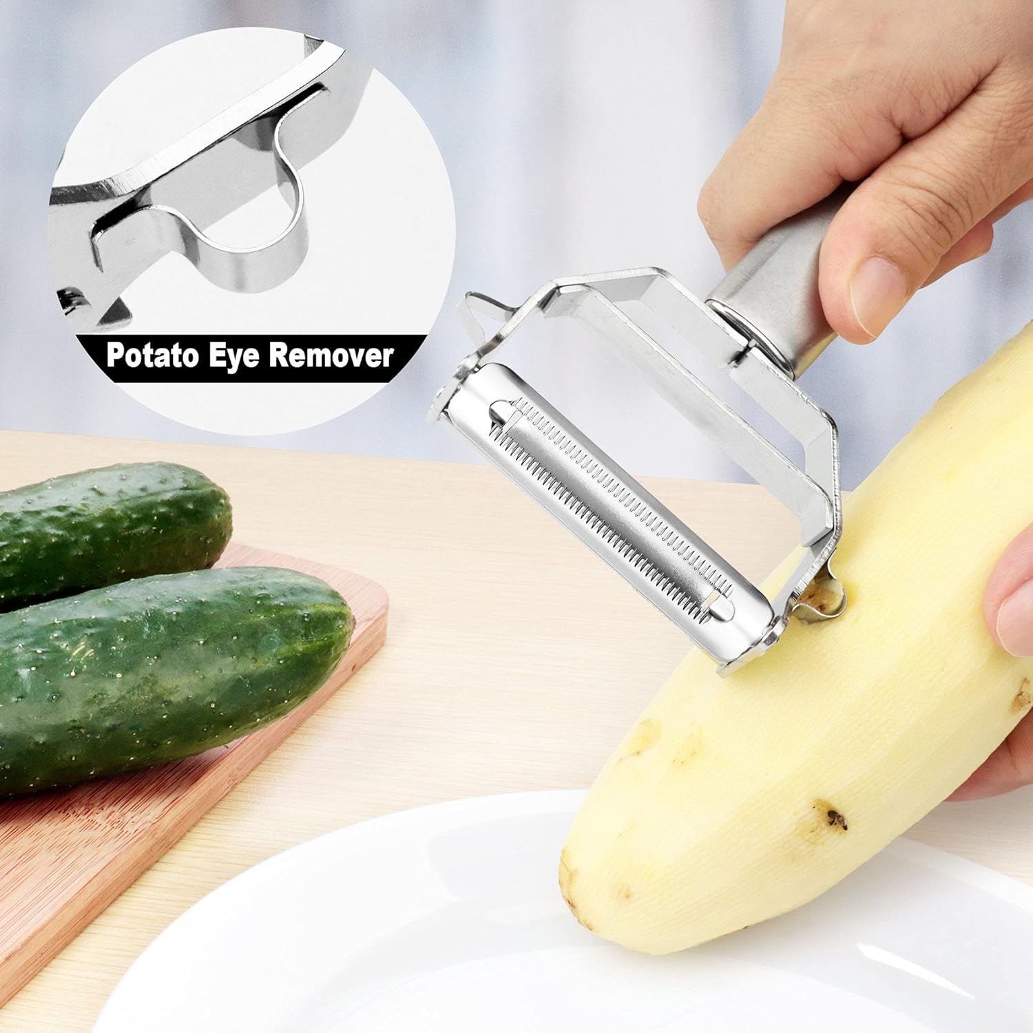 PrinChef Vegetable Peeler, 3 in 1 Versatile Y Potato Peeler for Kitchen| Ultra Sharp Julienne Peeler with Anti-Slip Handle | Stainless Steel No-Rust Veggie Peeler, Heavy Duty - Culinary Roots