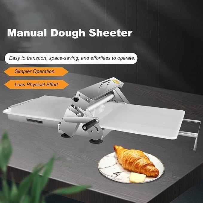 Manual Croissant and Puff Pastry Sheeter Professional Puff Pastry Machine for Bakery and Pastry - Precise Thickness Adjustment Ideal Tool for Artisans and Passionate Individuals(400type)