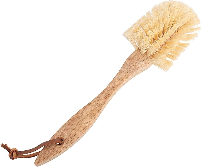 Redecker Tampico Fiber Dish Brush with Oiled Beechwood Handle, Set of 2, 10-3/8-Inches