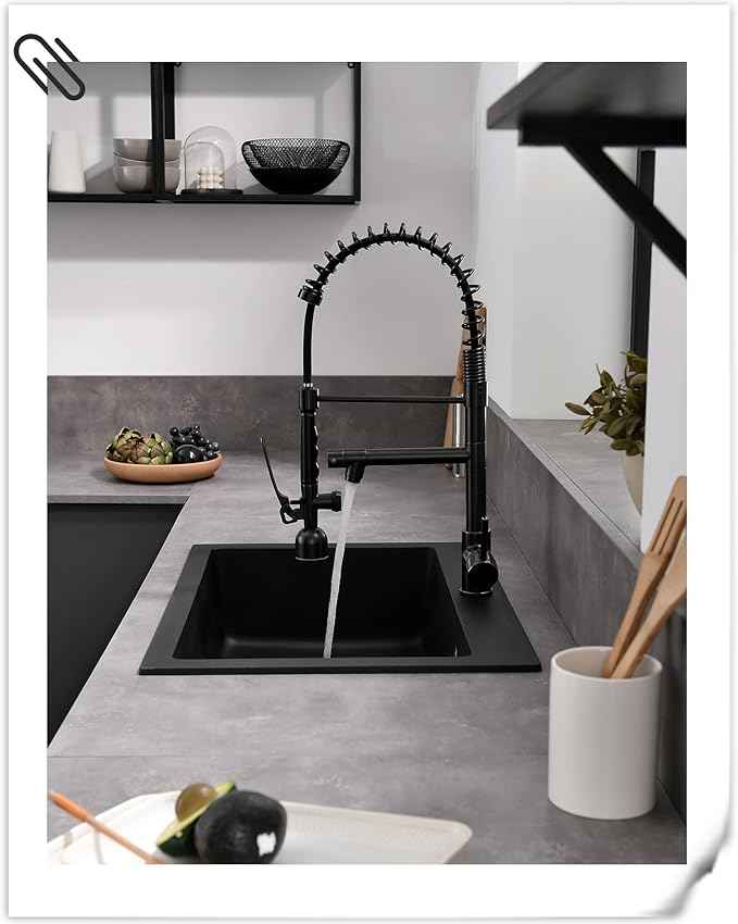 Fapully Commercial Single Handle Pull Down Sprayer Oil Rubbed Bronze Kitchen Faucet, Kitchen Sink Faucet with LED Light