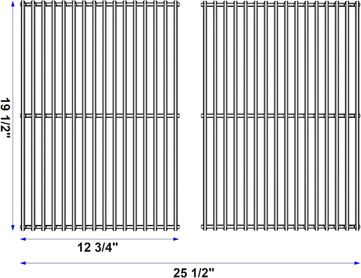 19.5/17.5/17" Grill Cooking Grates Replacement for Weber Genesis 300 Series, Genesis E310 E320 S310 S320 Replacement Parts for Weber 7528/7524, 304 Stainless Steel Grids, Set of 2, 19.5 Inch