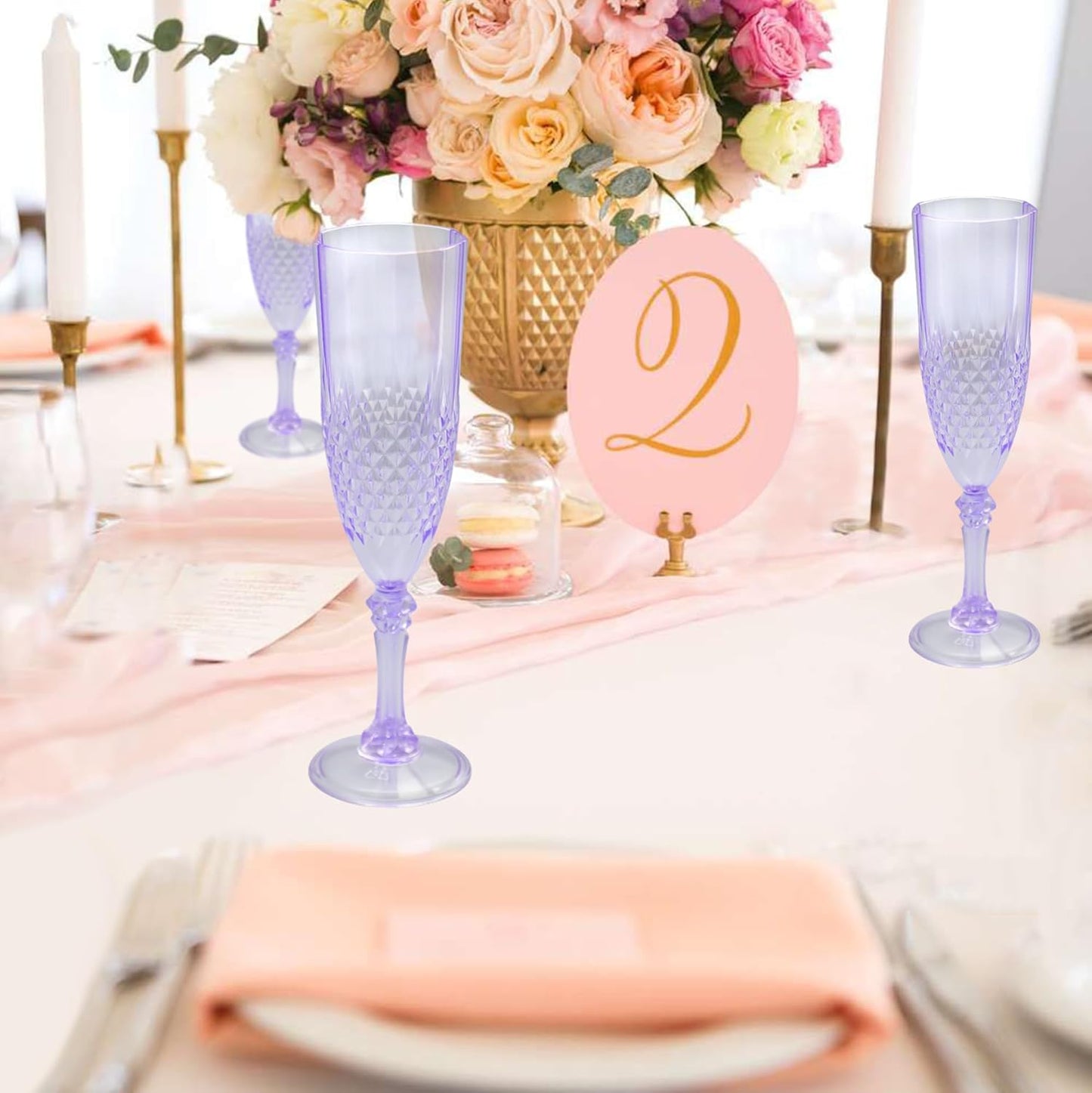 Plastic Champagne Flutes, 48PCS Purple Wine Glasses Goblets Reusable Champagne Flute for Weddings, Bachelor Parties, Toasting, and Events(48,Purple)