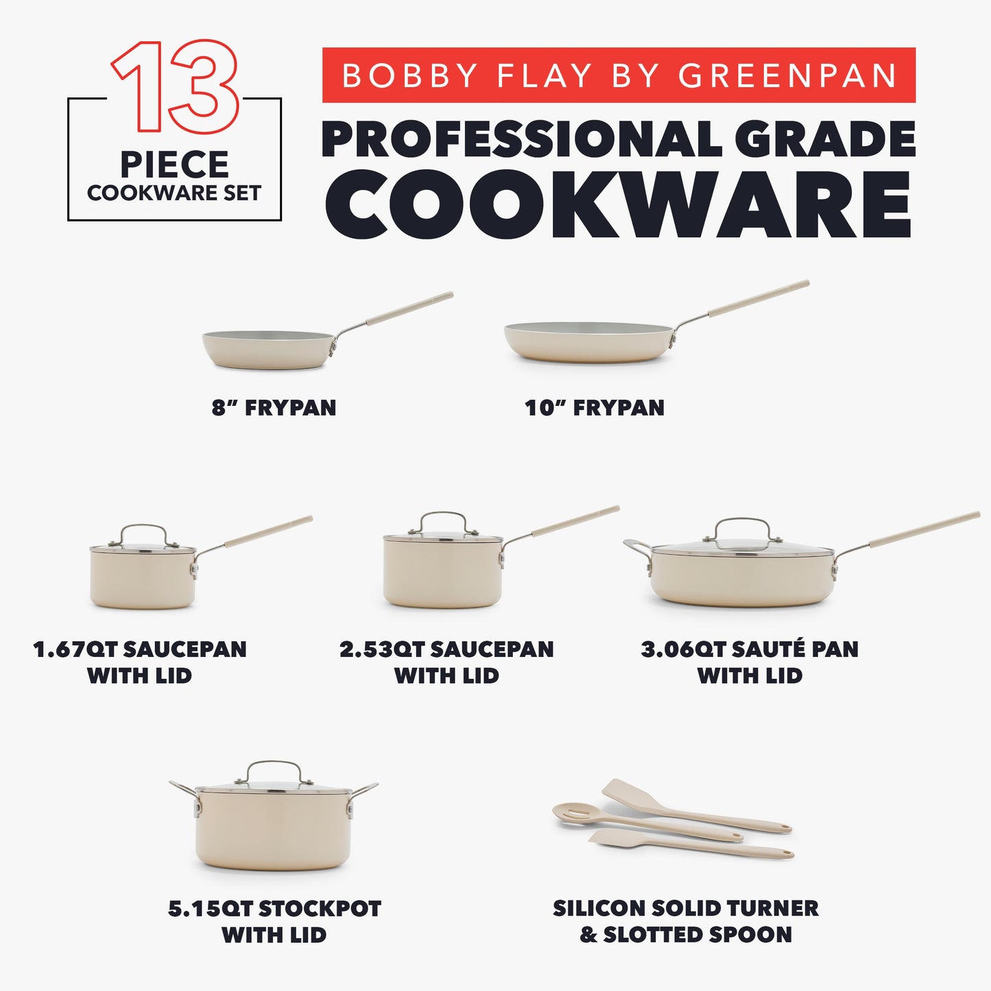 x Bobby Flay 13 Piece Ceramic Nonstick Cookware Set