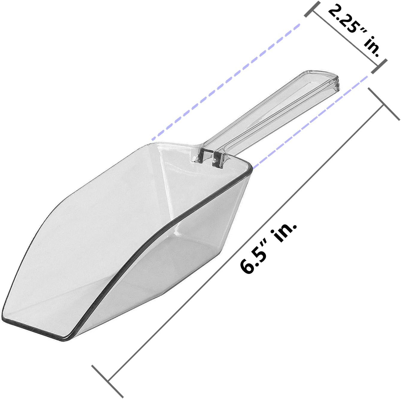 Clear Plastic Acrylic Scoops 12 Pcs | 6.5” Medium Kitchen Scoop | Wedding Desserts | Candy Buffet, Ice Cream, Protein Powders, Coffee, Tea, Flour (12 Pack, 6.5")
