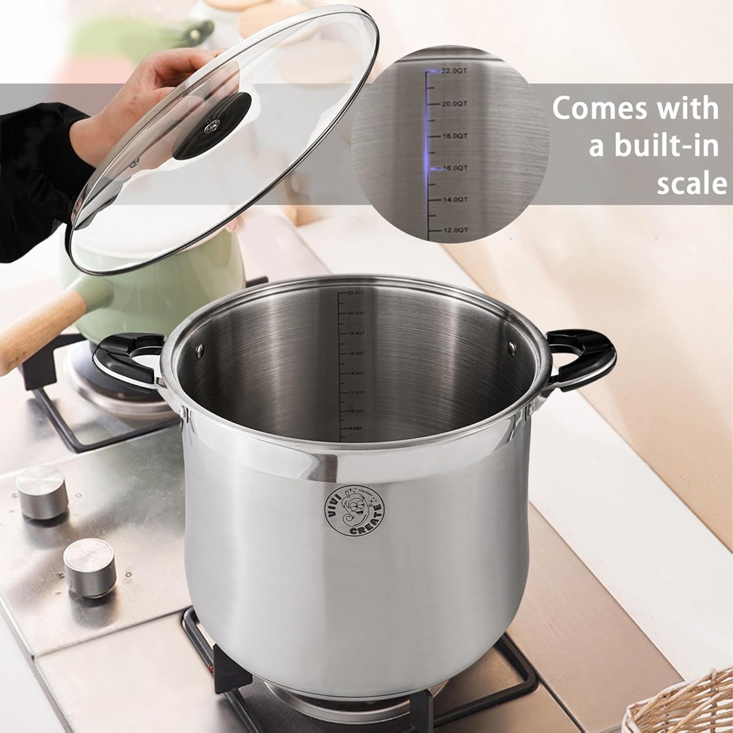 VivicreateStainless Steel Stock Pot with Lid for Induction Cooking Boiling Pasta Stew Soup Large Capacity Cookware with Handles for Kitchen Spaghetti Olla Olla de Acero Inoxidable (11.5 QT) - Culinary Roots