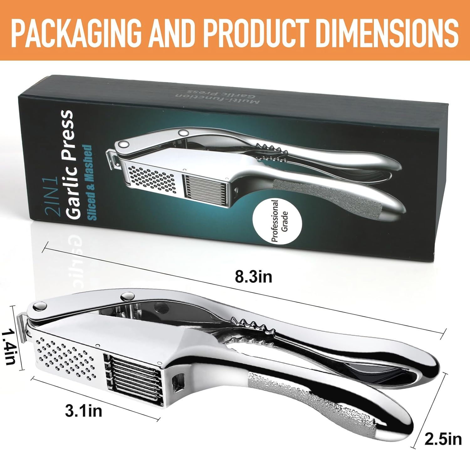 Garlic press and slicer 2 in 1,Effortlessly Crush, Slice, and Mince Garlic,with this Versatile Kitchen Tool - Perfect for Home Cooks and Professional Chefs Alike. (Silvery) - Culinary Roots