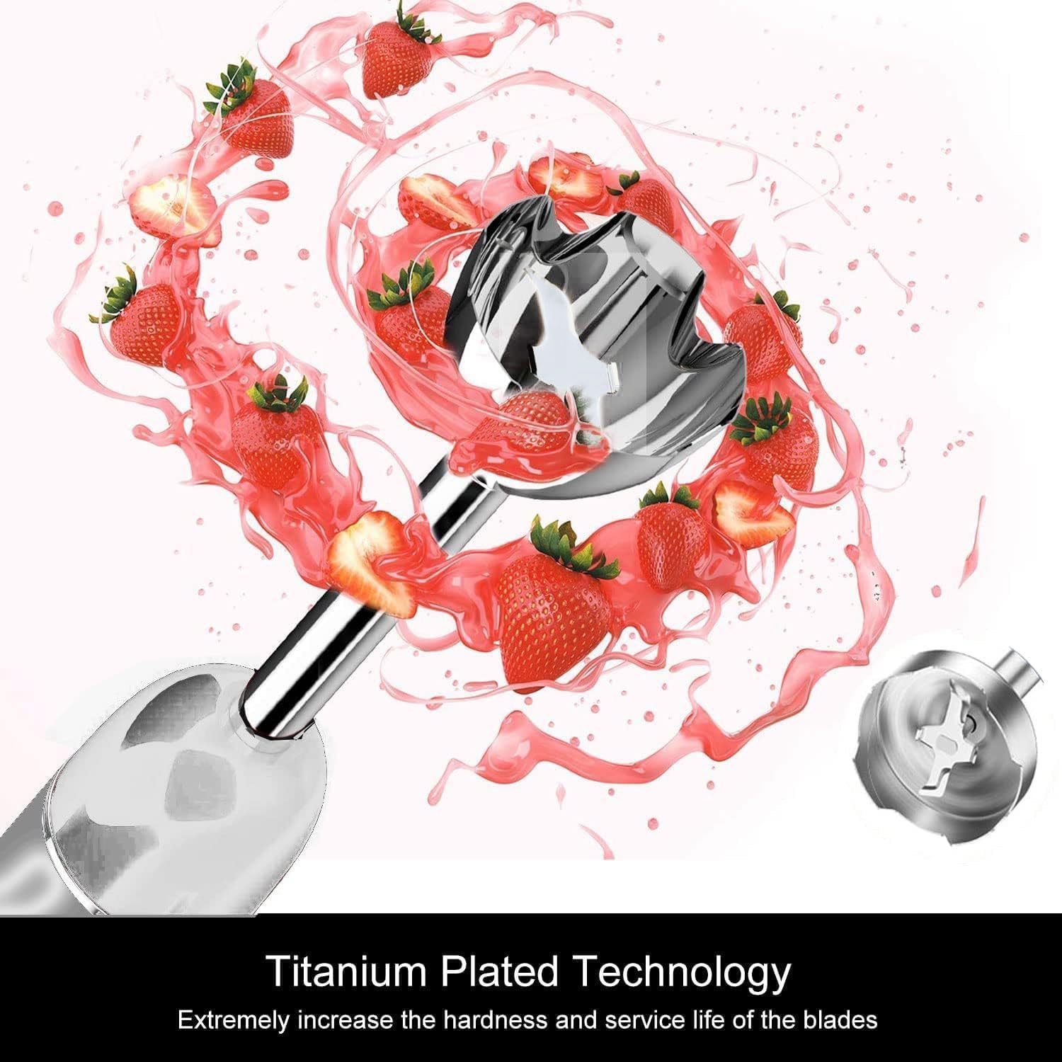 MegaWise Pro Titanium Reinforced 3-in-1 Immersion Hand Blender, Powerful Copper Motor with 80% Sharper Blades, 12-Speed Corded Blender, Including Dish Washer Safe Whisk and Milk Frother - Culinary Roots