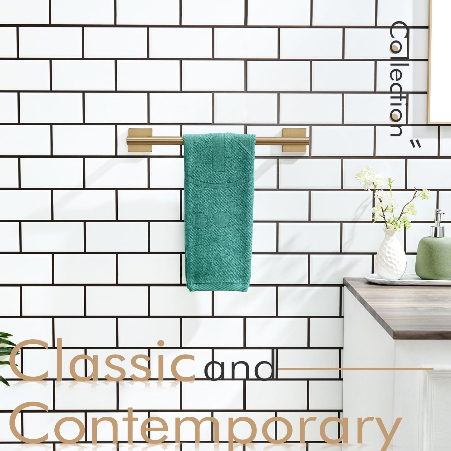 Bathroom Towel Bars 12 Inch Towel Ring Champagne Bronze 30CM Hand Towel Holder for Bath Kitchen Wall Stainless Steel B4005CPG