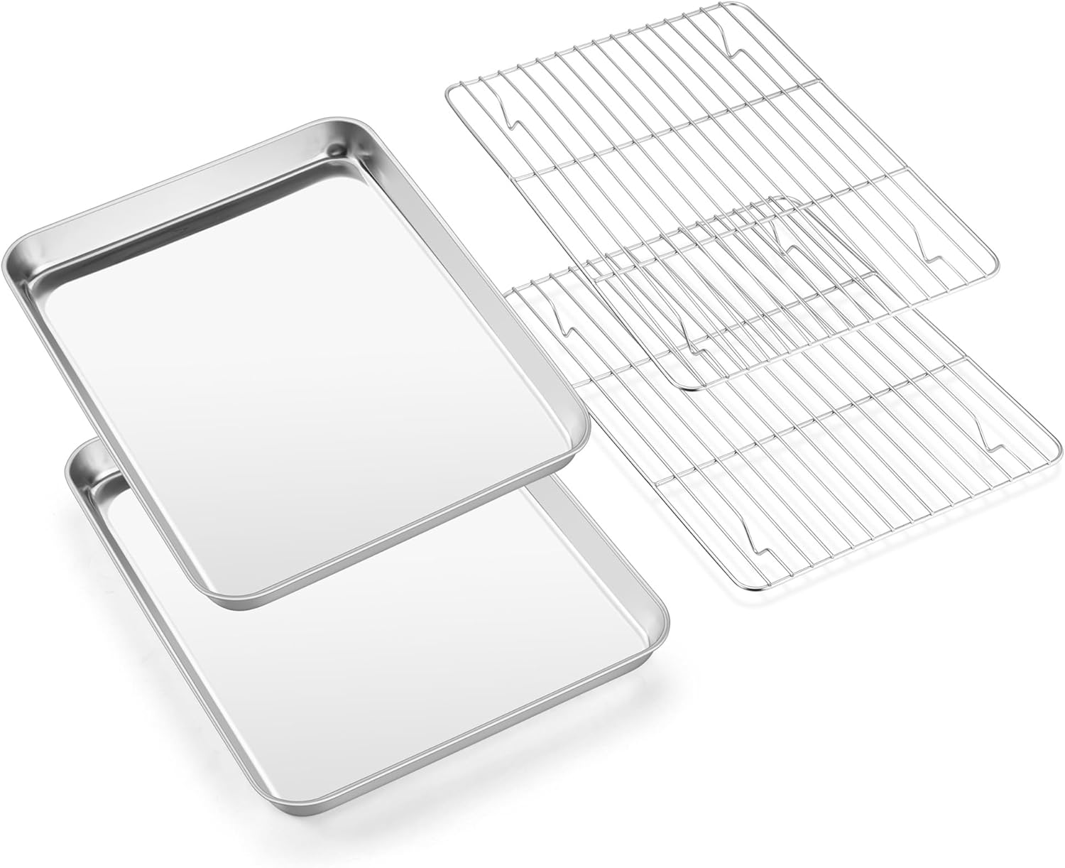 E-far Baking Sheet with Wire Rack (2 Pans + 2 Racks), Stainless Steel Cookie Sheets Pan & Cooling Rack for Baking Cookies Cake, Non Toxic & Heavy Duty, Oven & Dishwasher Safe, 12.4 x 9.7 x 1 Inch - Culinary Roots