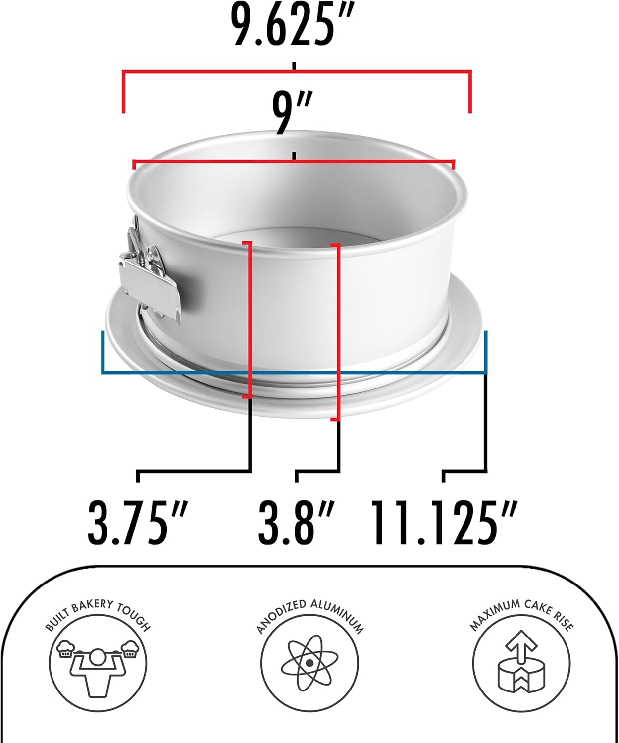 Fat Daddio's PSF-93 Anodized Aluminum Springform Pan, 9 x 3 Inch - Culinary Roots