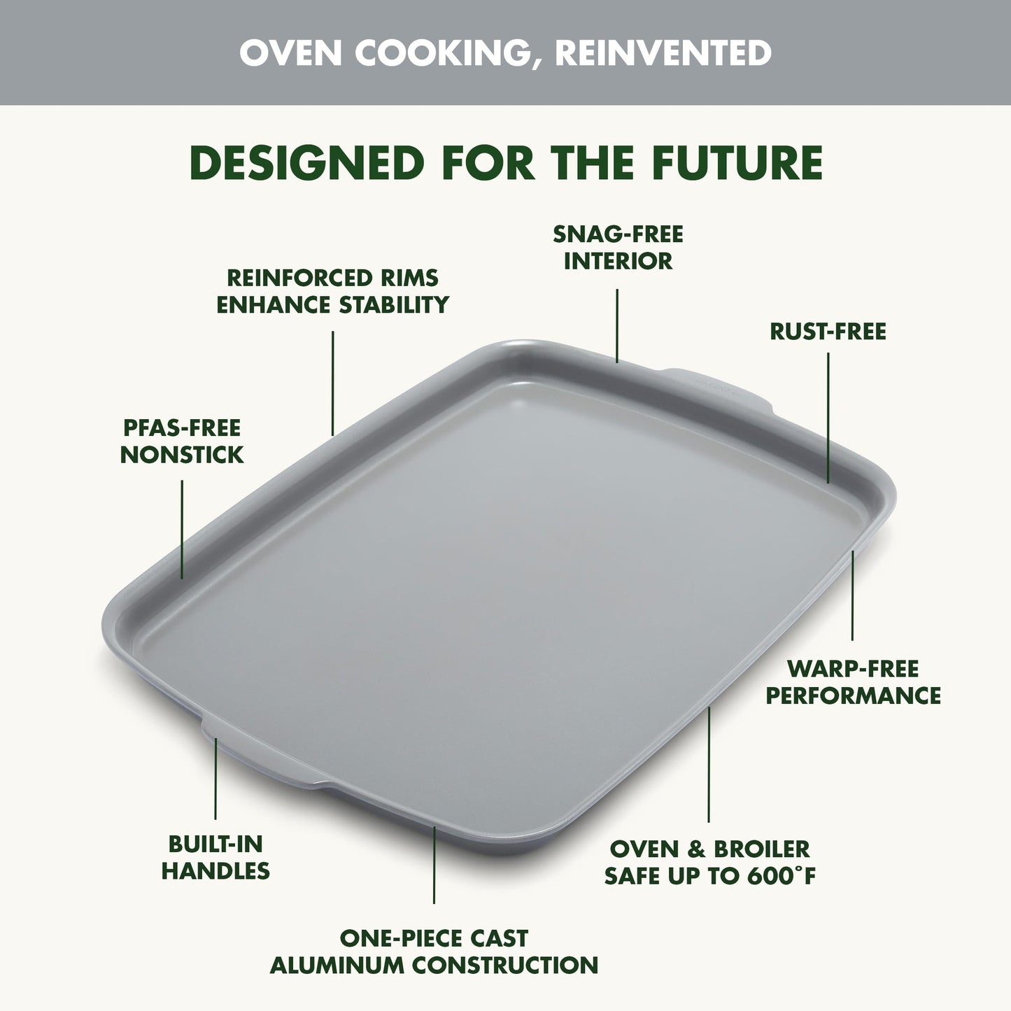 Premiere Ovenware Healthy Ceramic Nonstick 18" x 13" Half Rectangular Baking Pan