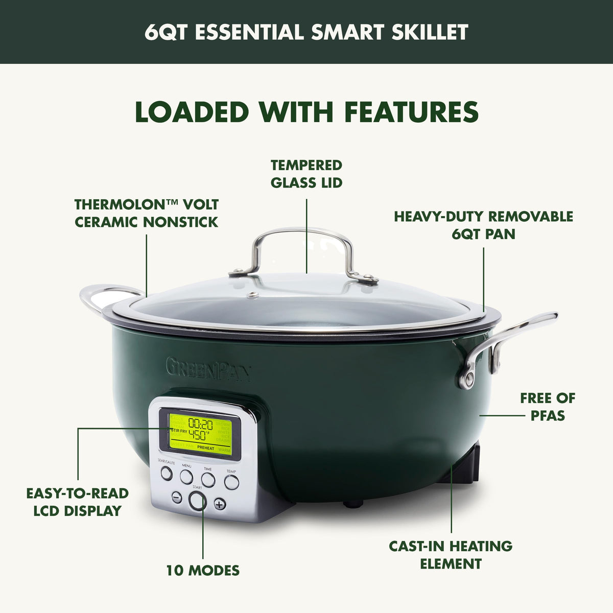 Elite Essential Smart Electric 6QT Skillet Pot