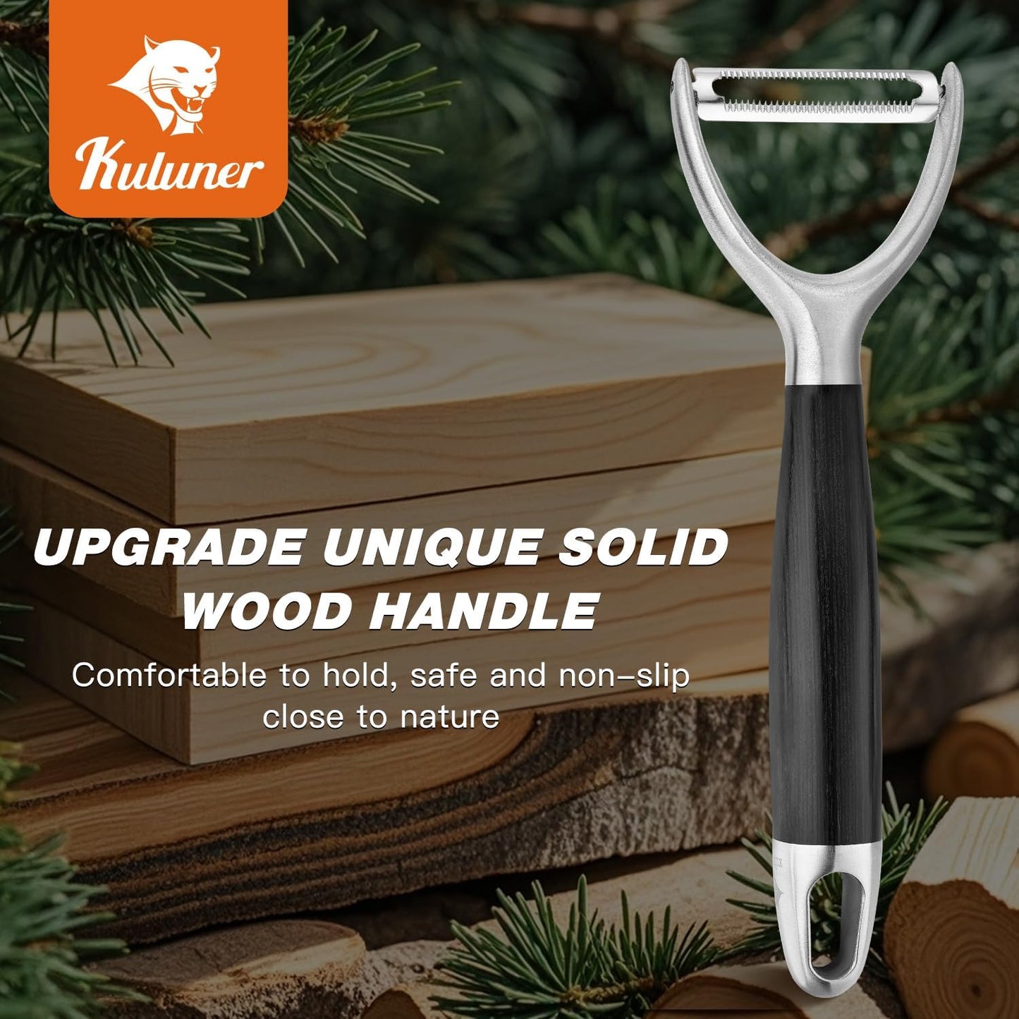 304 Stainless Steel Multi-Function Kitchen Peeler - With Solid Wood Handle, Sharp Durable Blade, Effortlessly Peels Vegetables and Fruits, Essential Kitchen Tool（ Type Y ） - Culinary Roots