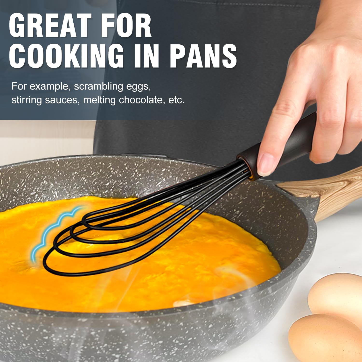 Flat Whisk, EDDEAS Silicone Gravy Whisk for Cooking, Beating, Stirring Gravy and Eggs - Culinary Roots