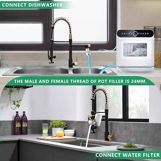 Fapully Black&Gold Kitchen Faucet with Sprayer,Commercial Pull Down Kitchen Faucet for Kitchen Sink