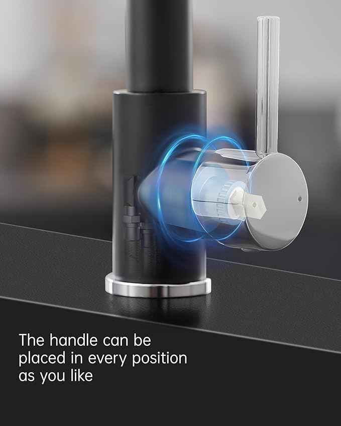 Fapully Kitchen Sink Faucet, Pull Down Kitchen Faucet, Black and Chrome Kitchen Faucets with Sprayer, Single Handle Single Hole Faucets for Kitchen Sinks