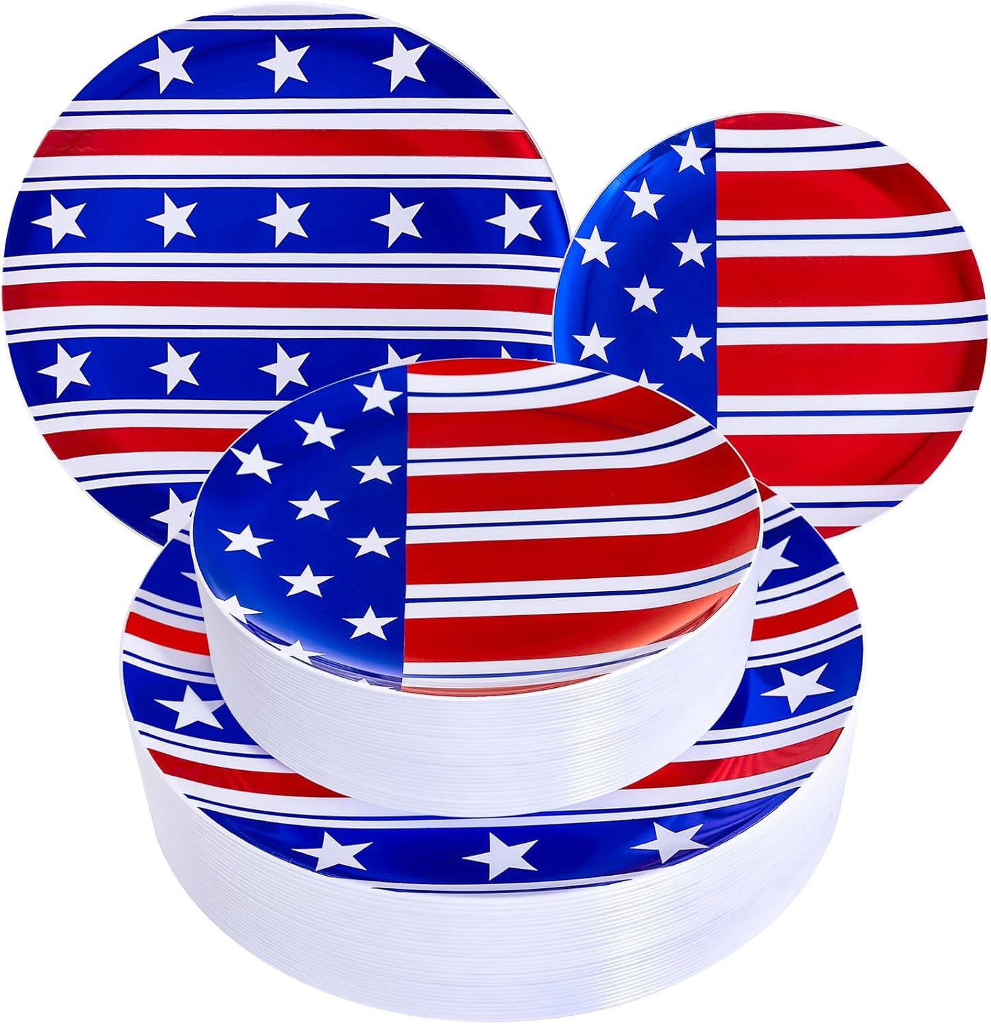FLOWERCAT 60PCS 4th of July Plates & Red White Blue Plates for Independence Day, Memorial Day - American Flag Plastic Plates Include 30PCS 10.25inch Dinner Plates and 30PCS 7.5inch Dessert Plates - Culinary Roots