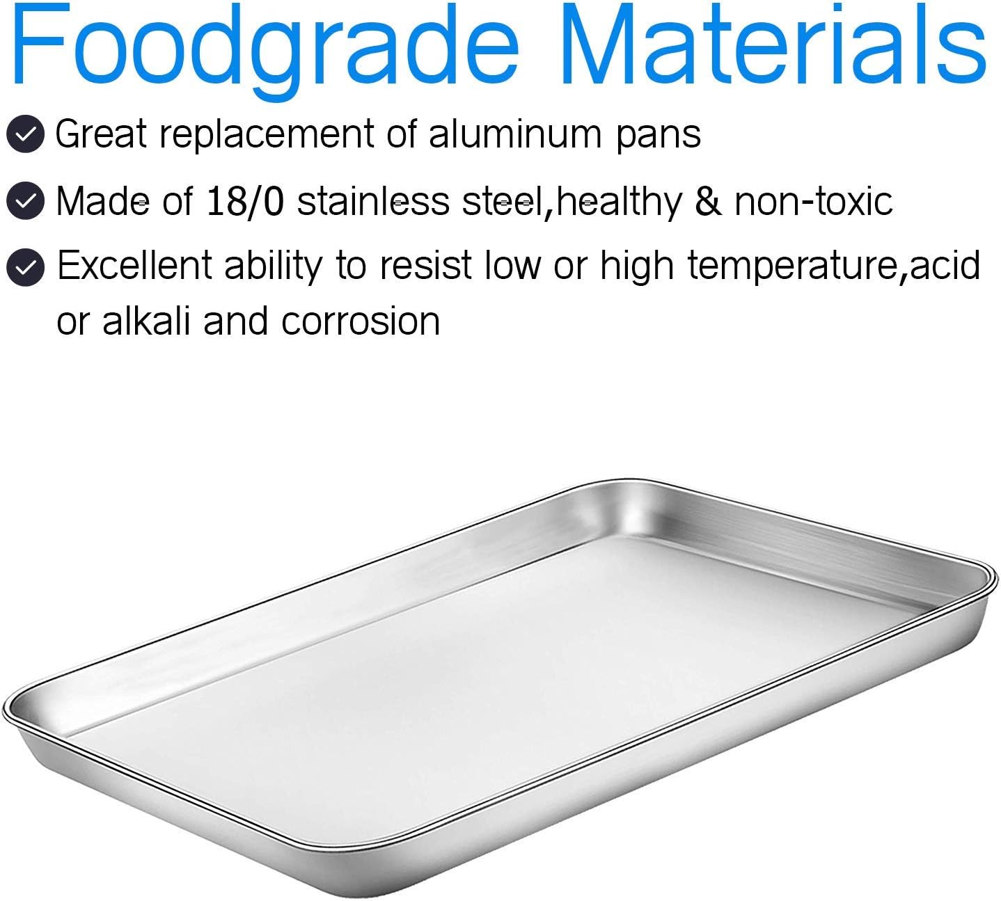 Cookie Sheet and Cooling Rack Set, 16 inch Stainless Steel Baking Pan with a Rack, Professional Bakeware, Healthy & Non-toxic & Rustproof & Easy Clean & Dishwasher Safe - Culinary Roots