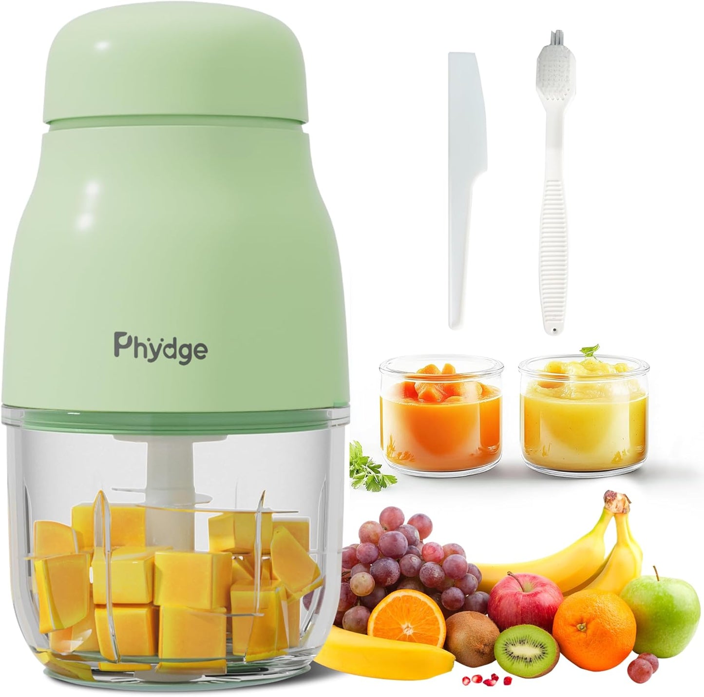 Baby Food Maker, Green Baby Food Blender, 10oz Baby Food Puree Maker, Food Processor for Baby Foods Fruit Vegetable Meat, 10-Second Quick Soft Food Prep for Baby
