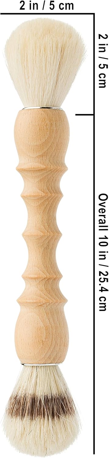 Redecker Double Dust Brush with Oiled Beechwood Handle, Goat Hair and Pig Bristle Brush Heads, Made in Germany