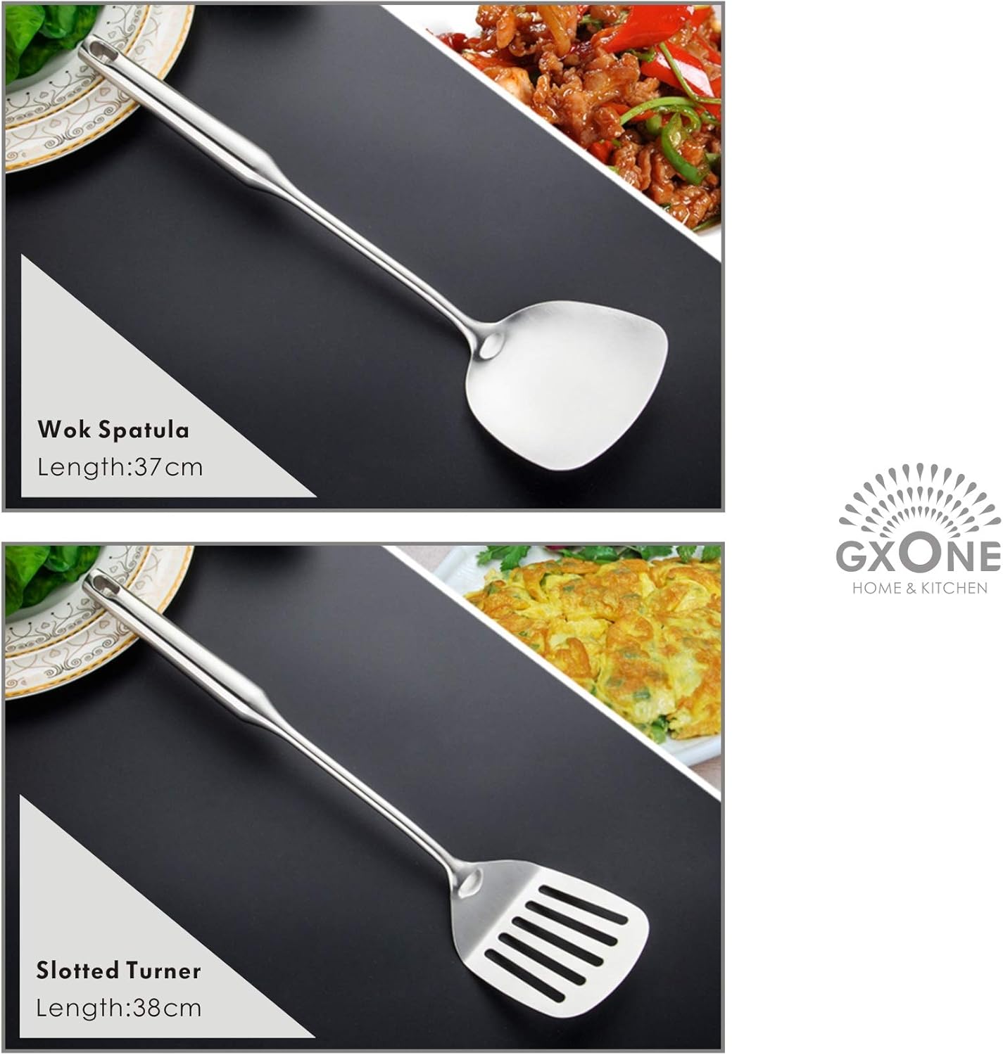 Kitchen Utensil Set – 6 Piece Stainless Steel Cooking Utensils with Rotating Holder Organizer Includes Slotted Spoon, Slotted Spatula, Large Spoon, Soup Ladle, Spatula, Pasta Server Silver/7PCS - Culinary Roots